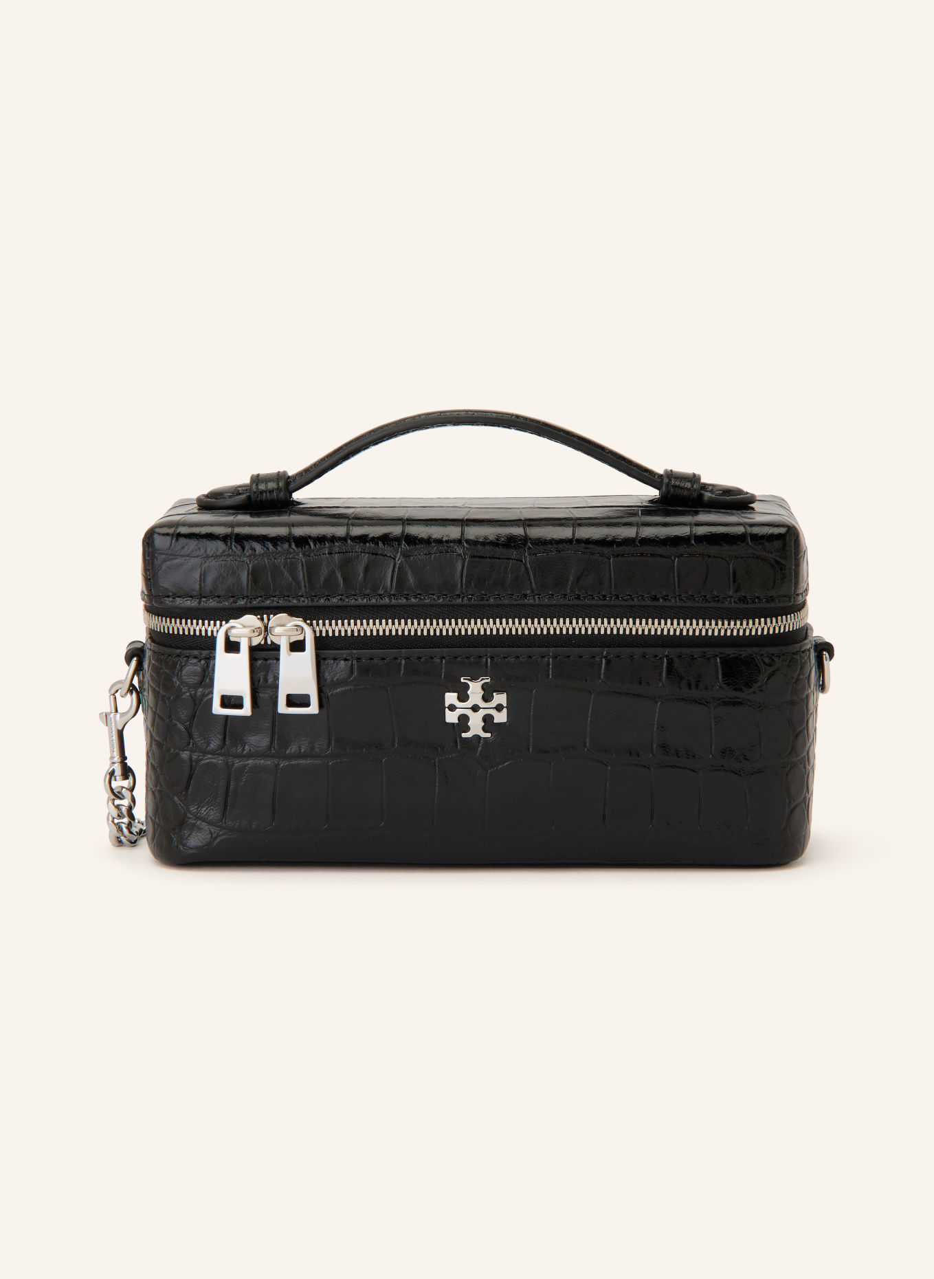 TORY BURCH CHARLIE Handbag: BLACK / SILVER