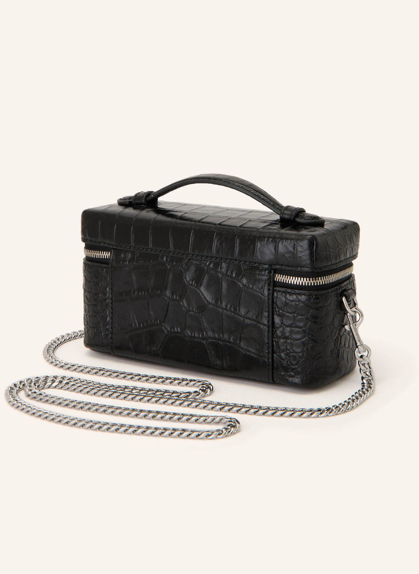 TORY BURCH CHARLIE Handbag: BLACK / SILVER