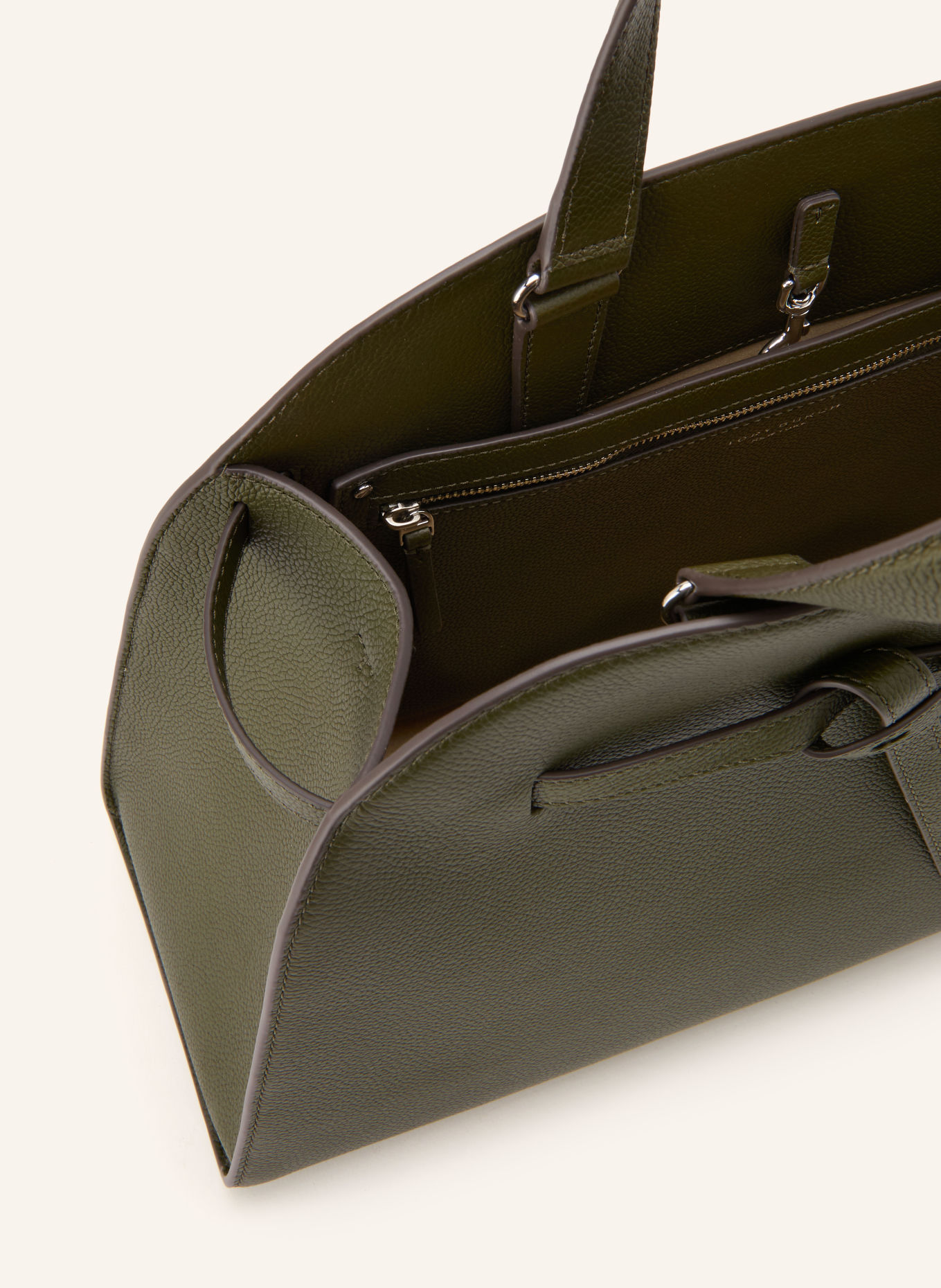 TORY BURCH Handtasche ROMY BAULETTO: DUNKELGRÜN / SILBER