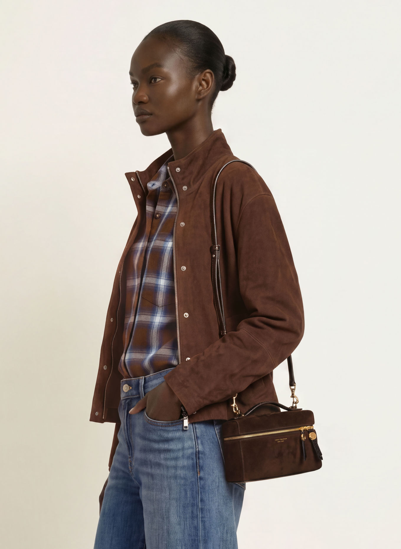 TORY BURCH Handtas ROMY: MARRON FONCÉ / GOUD