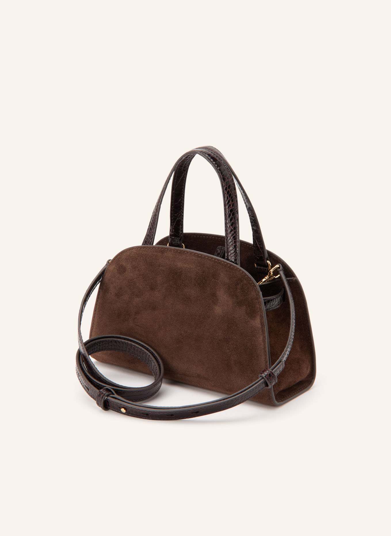 TORY BURCH Umhängetasche ROMY BAULETTO SMALL: DUNKELBRAUN / GOLD