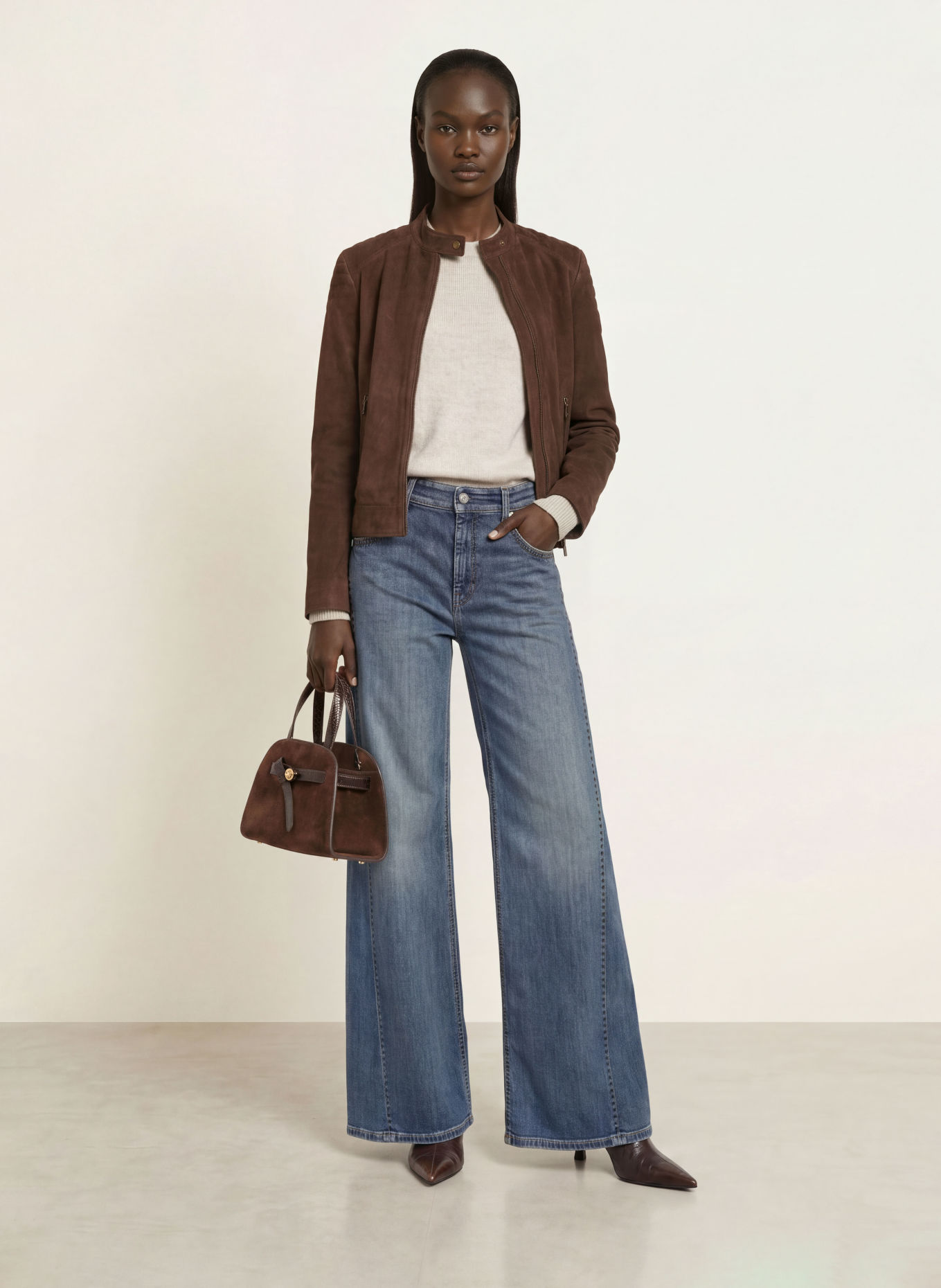 TORY BURCH Schoudertas ROMY BAULETTO SMALL: MARRON FONCÉ / GOUD