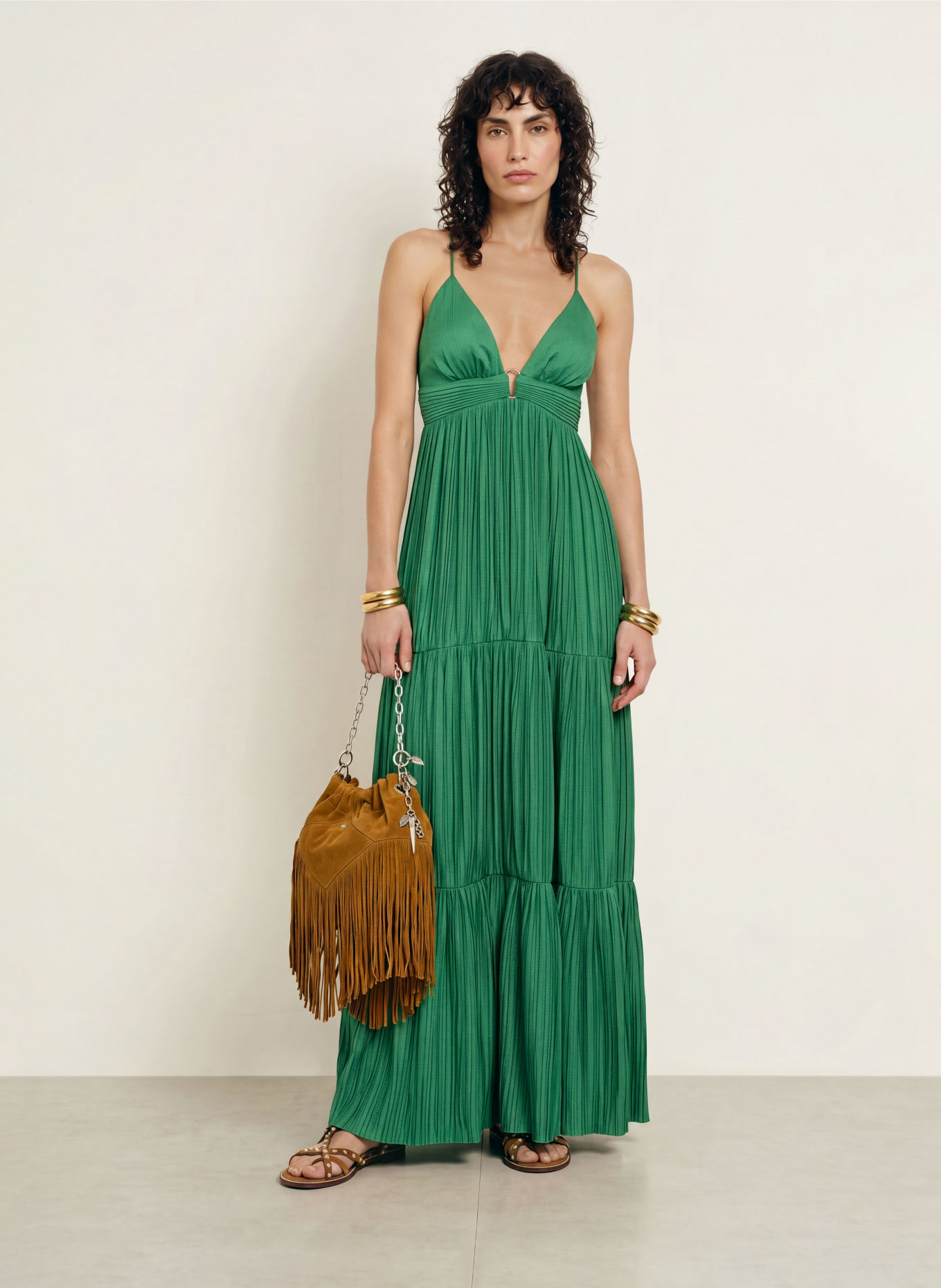 ba&sh Plisseekleid WASTA: GRÜN