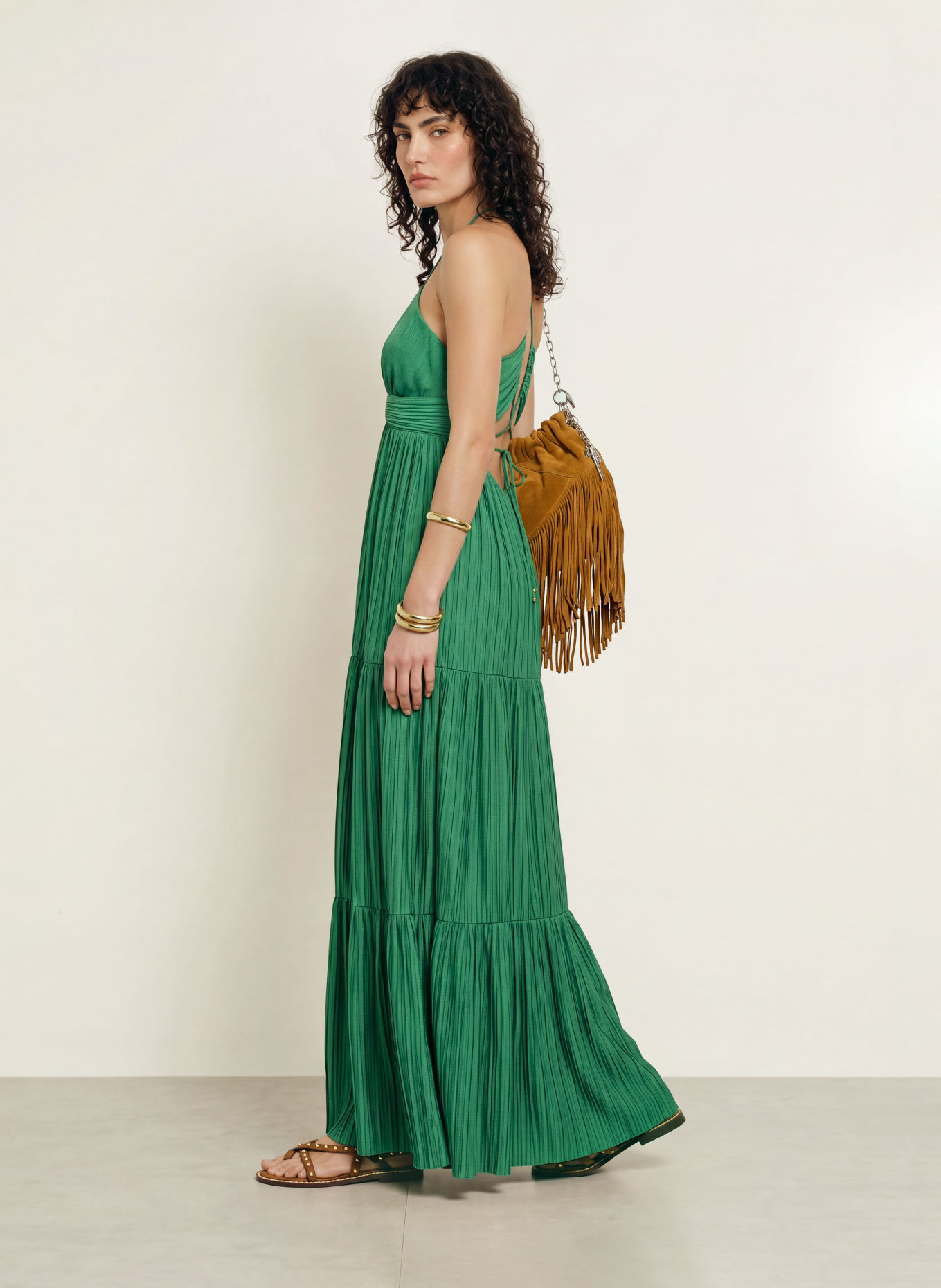 ba&sh Plisseekleid WASTA: GRÜN
