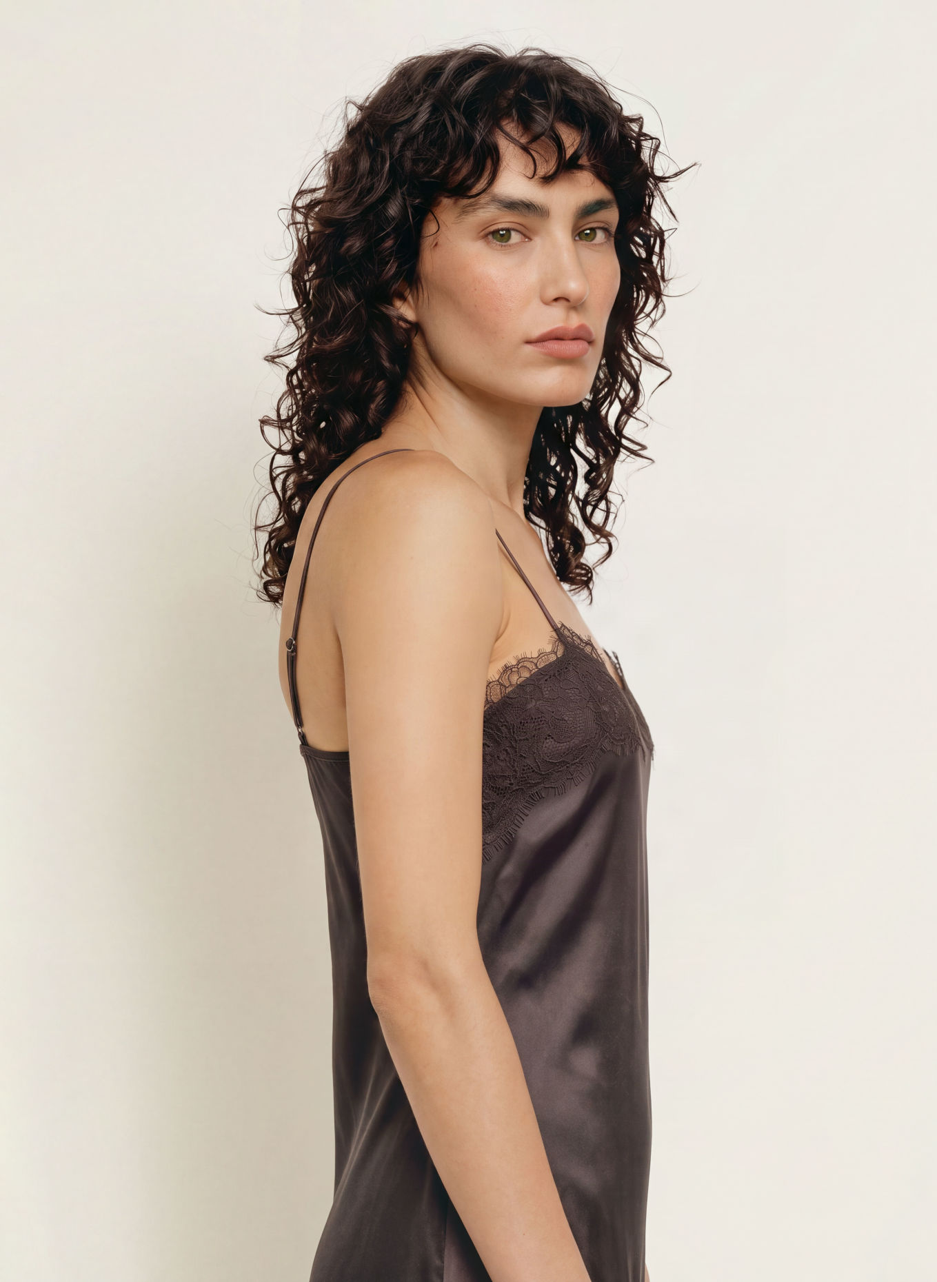 SAMSØE SAMSØE SAEBBA Satin Dress with Lace: DARK GRAY