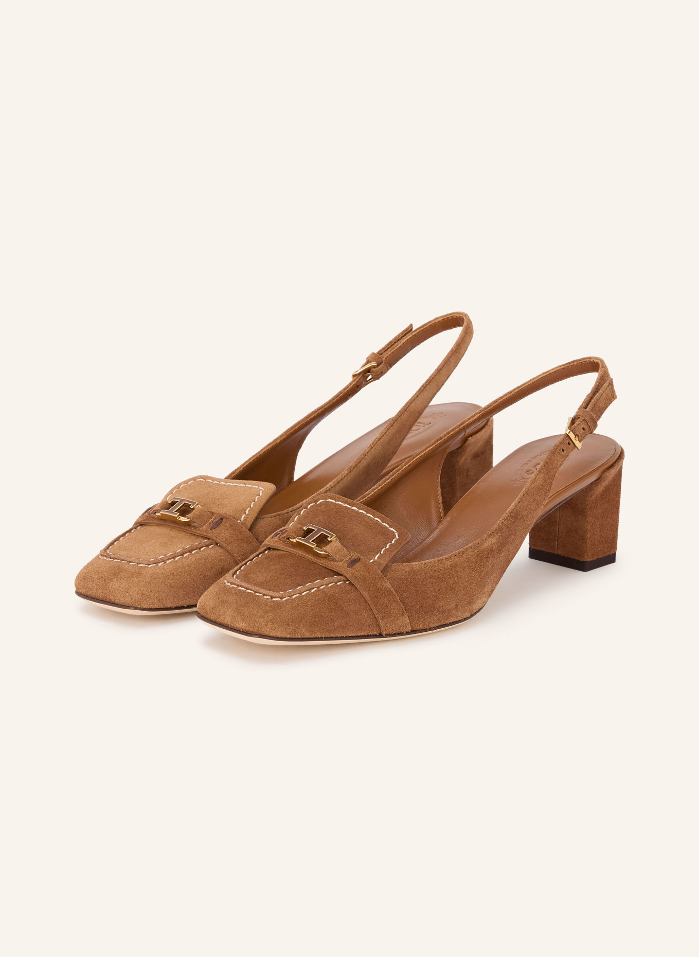 TOD'S Slingback pumps: BROWN / GOLD