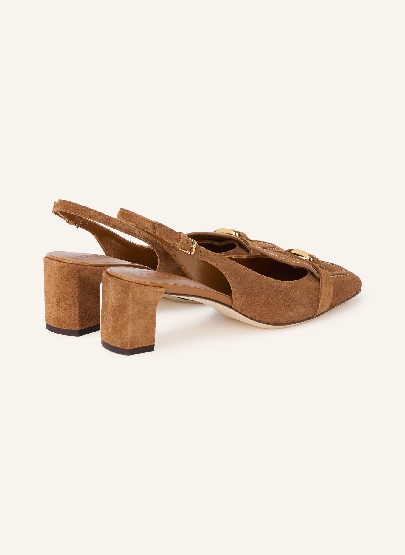 TOD'S Slingback pumps: BROWN / GOLD