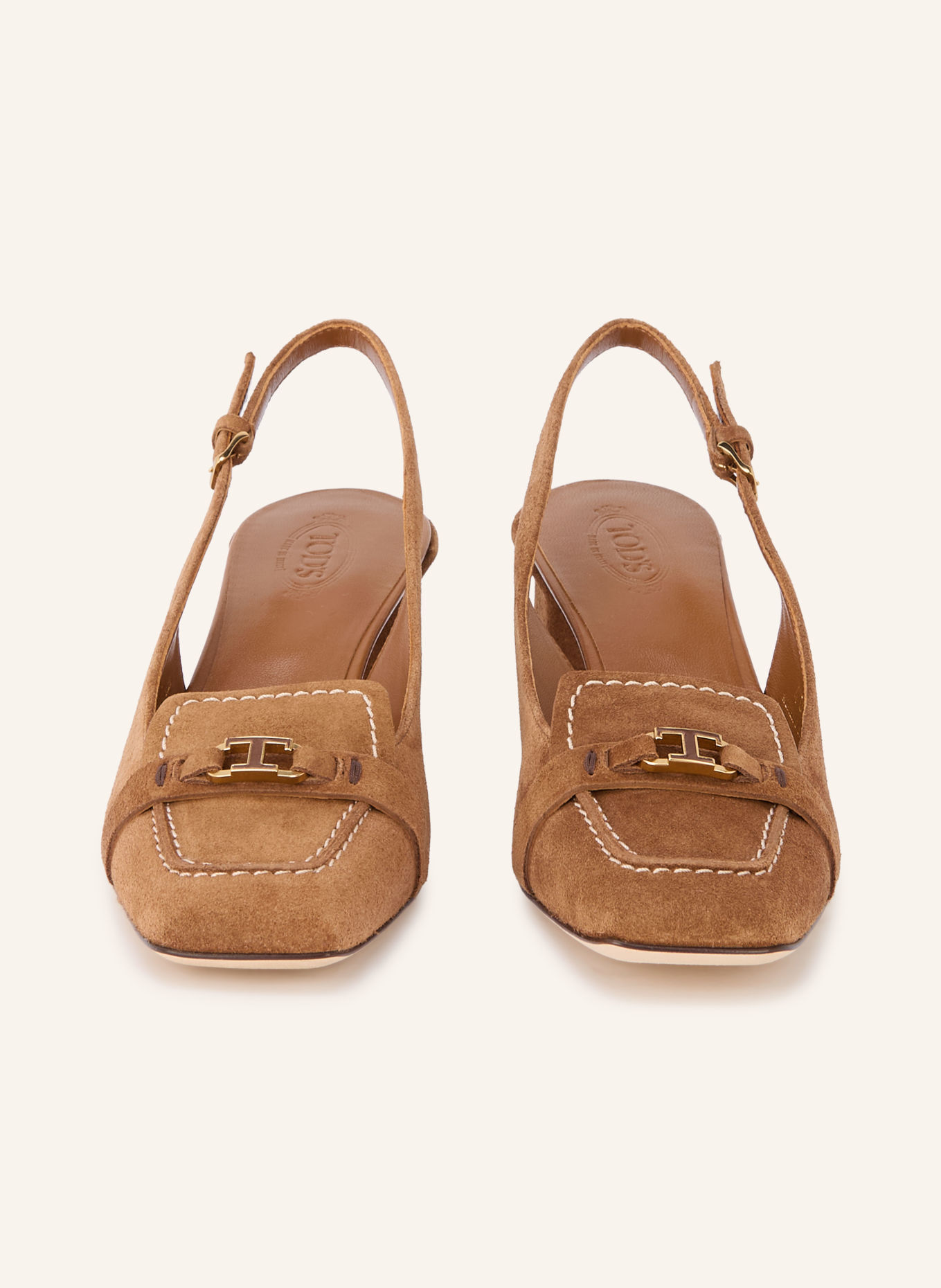 TOD'S Slingback pumps: BROWN / GOLD
