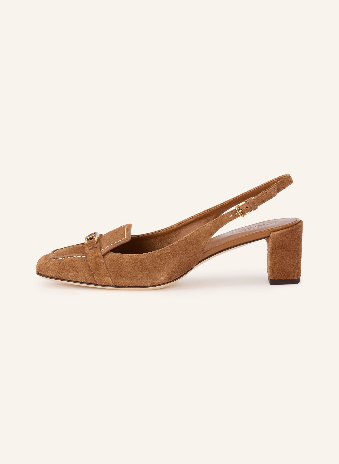 TOD'S Slingback pumps: BROWN / GOLD