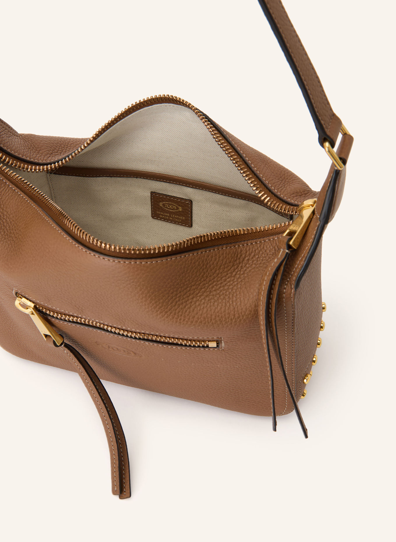 TOD'S Schoudertas GMT MINI: BRUIN / GOUD