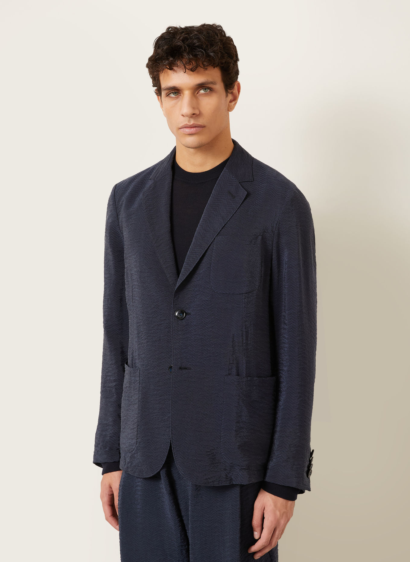 GIORGIO ARMANI Slim fit colbert: DONKERBLAUW