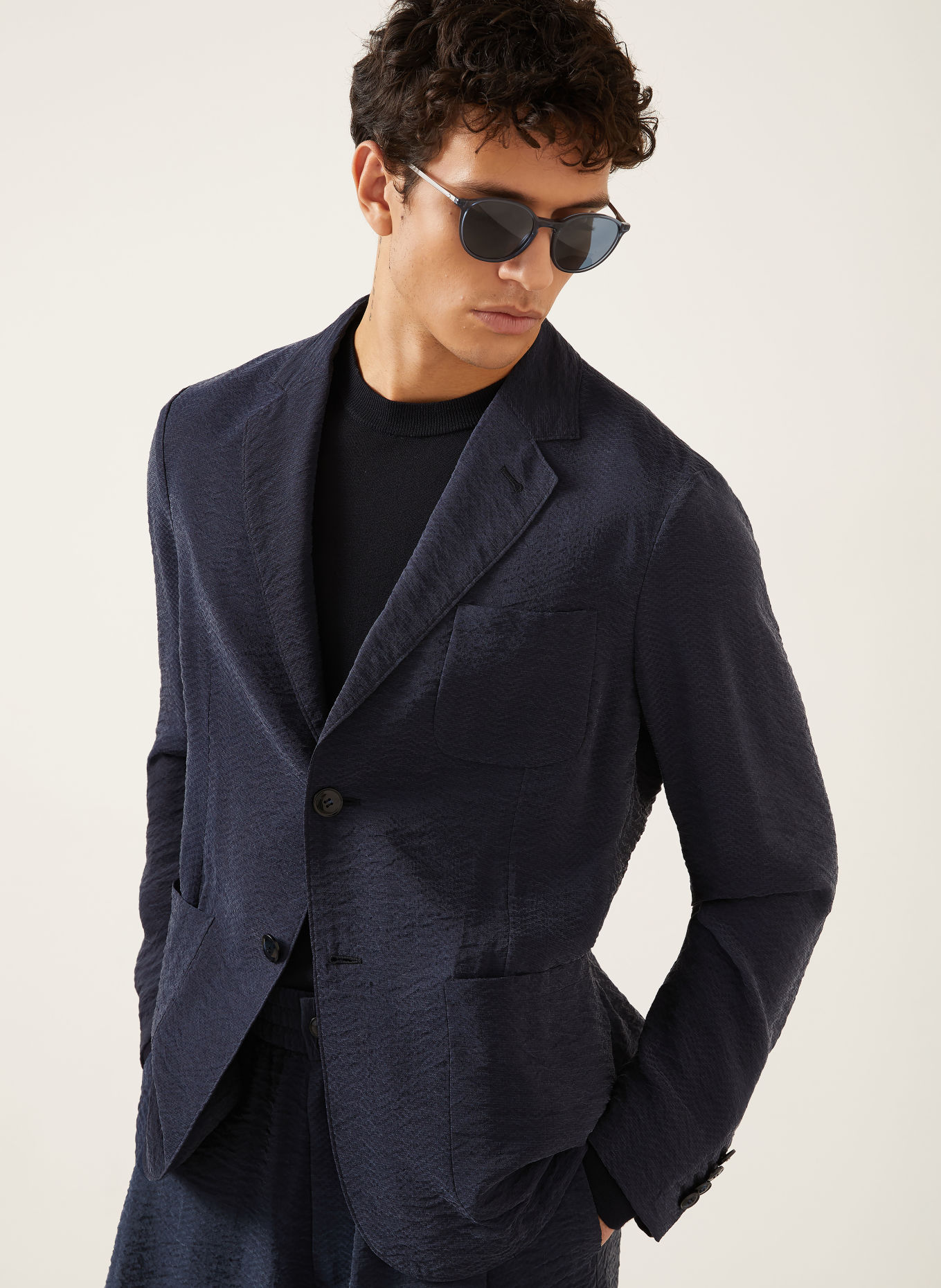 GIORGIO ARMANI Slim fit colbert: DONKERBLAUW