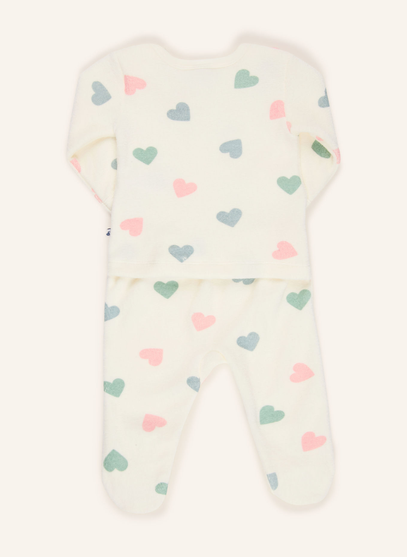 PETIT BATEAU Badstof rompertjes: CRÈME / ROZE / GROEN