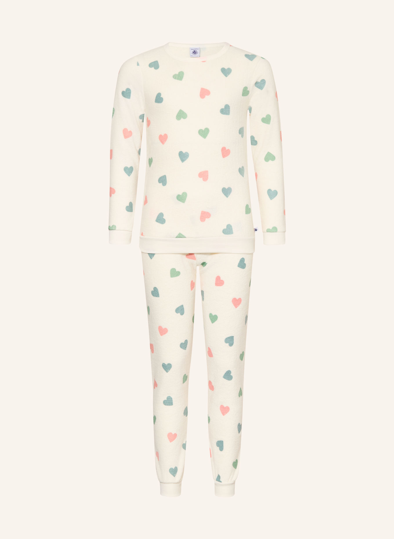 PETIT BATEAU Pyjama van badstof: ECRU / ZALM / GROEN
