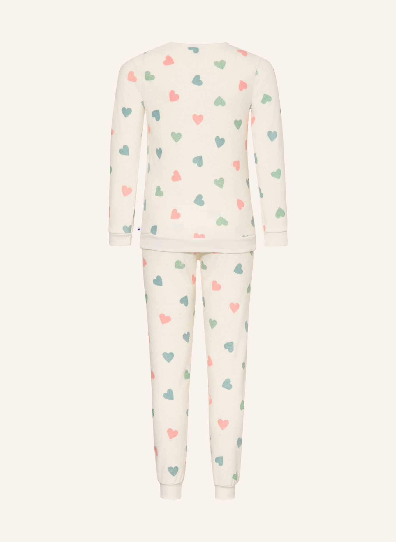 PETIT BATEAU Pyjama van badstof: ECRU / ZALM / GROEN