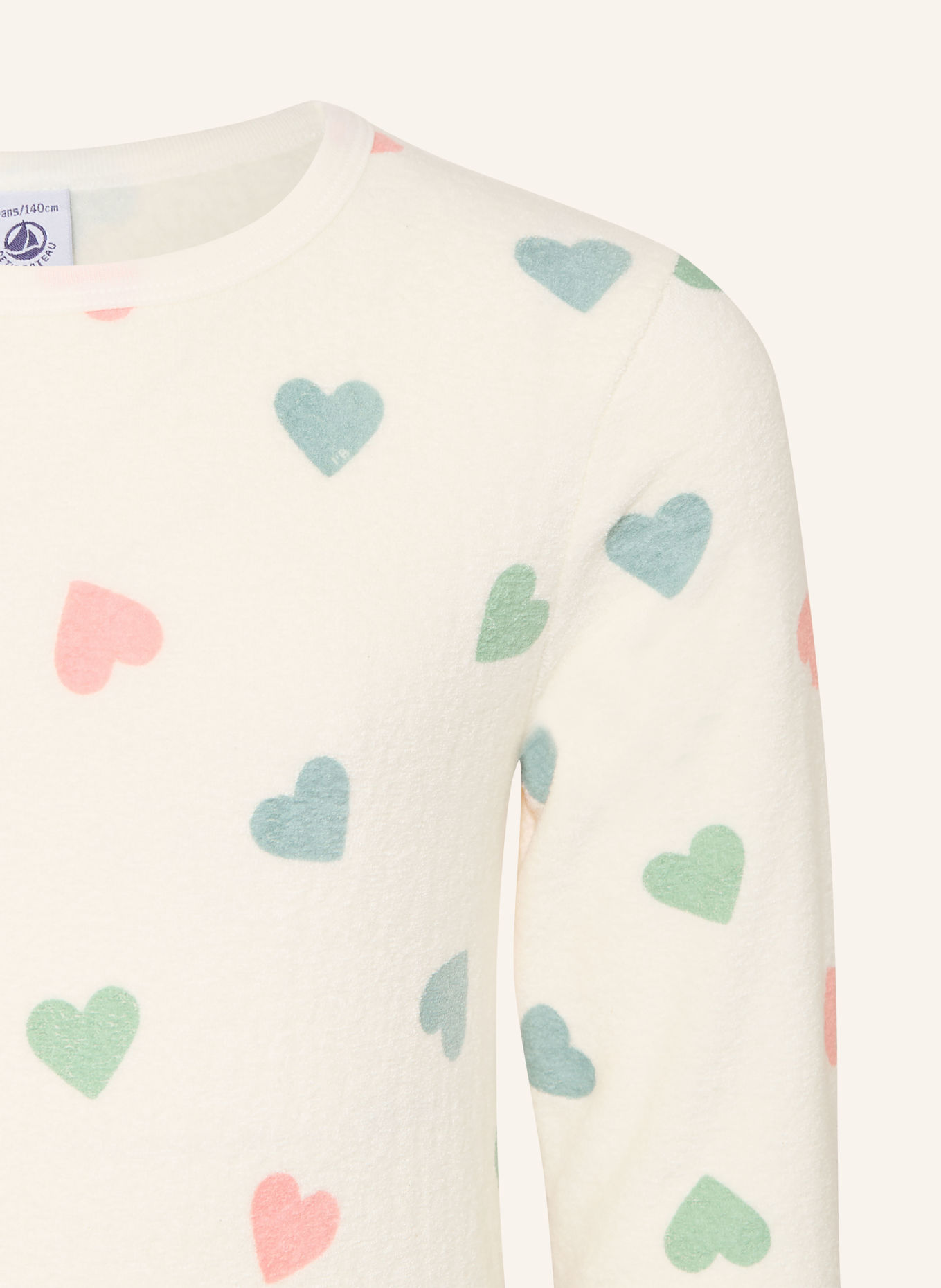 PETIT BATEAU Pyjama van badstof: ECRU / ZALM / GROEN