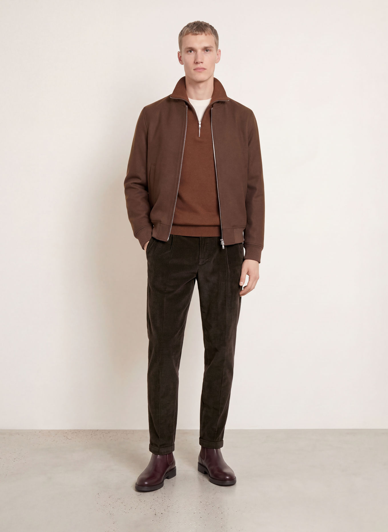 CINQUE Cordbroek CISERVO Slim Fit: MARRON FONCÉ