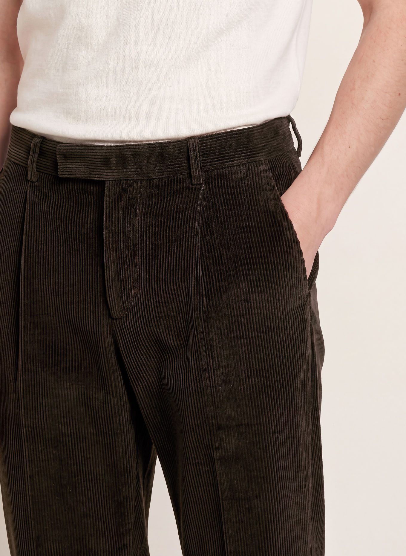 CINQUE Cordbroek CISERVO Slim Fit: MARRON FONCÉ