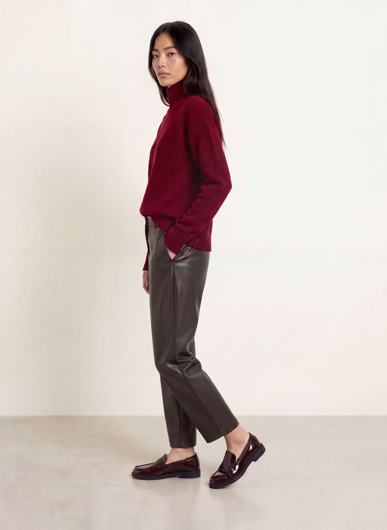 PURSCHOEN Cashmere-Pullover FLORENZ: DUNKELROT