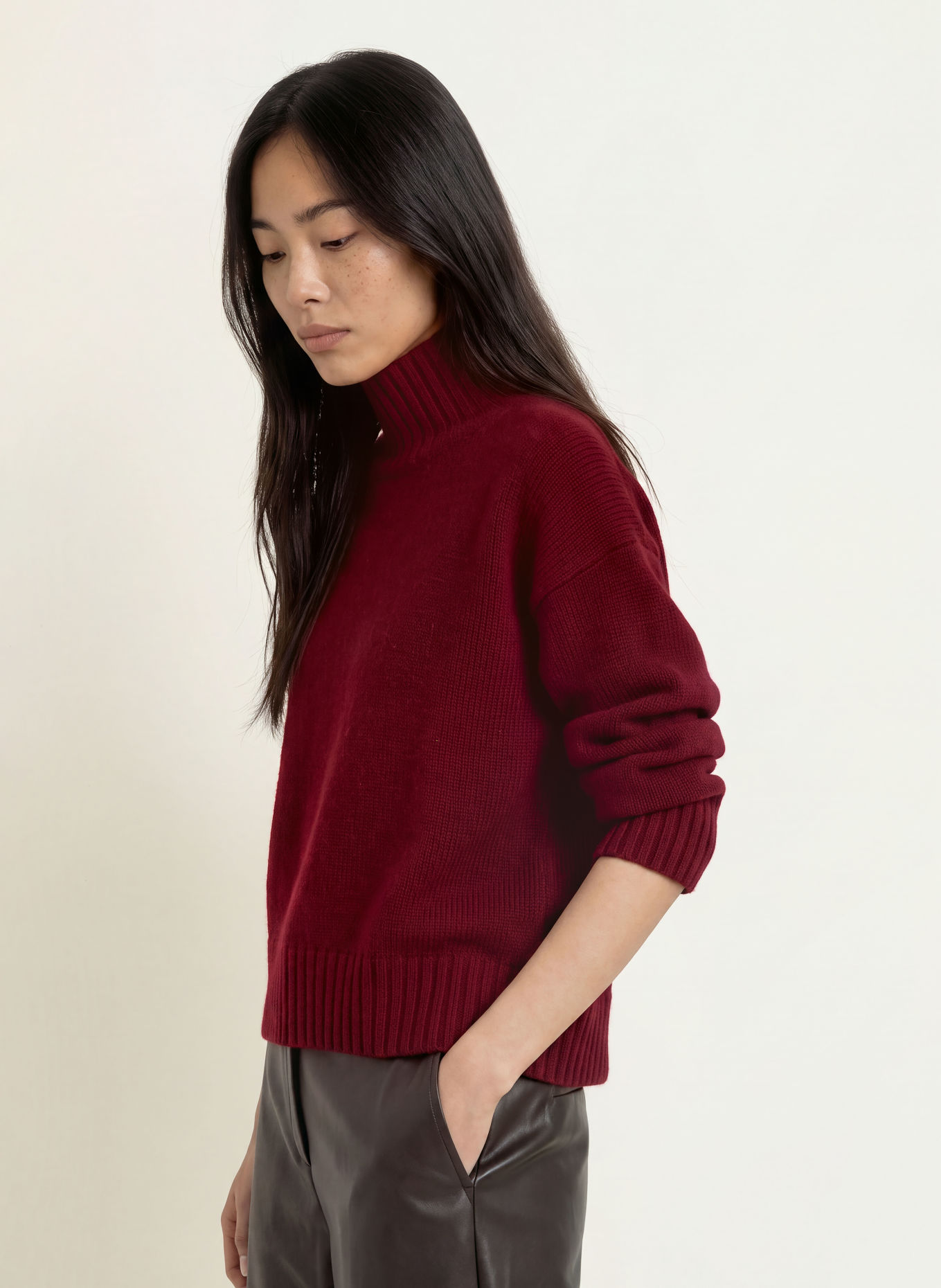 PURSCHOEN Cashmere-Pullover FLORENZ: DUNKELROT