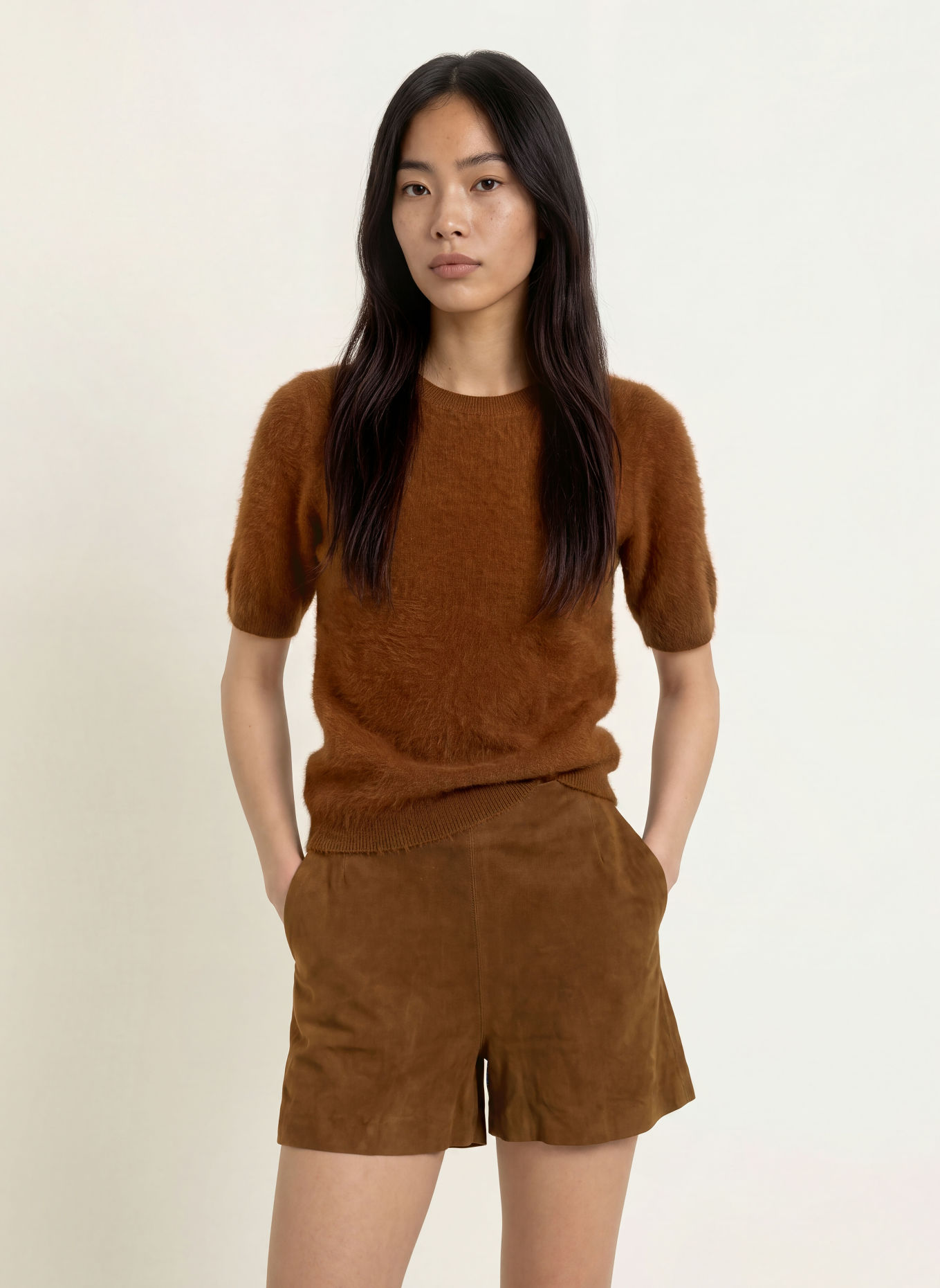 PURSCHOEN Strickshirt PISA aus Cashmere: BRAUN
