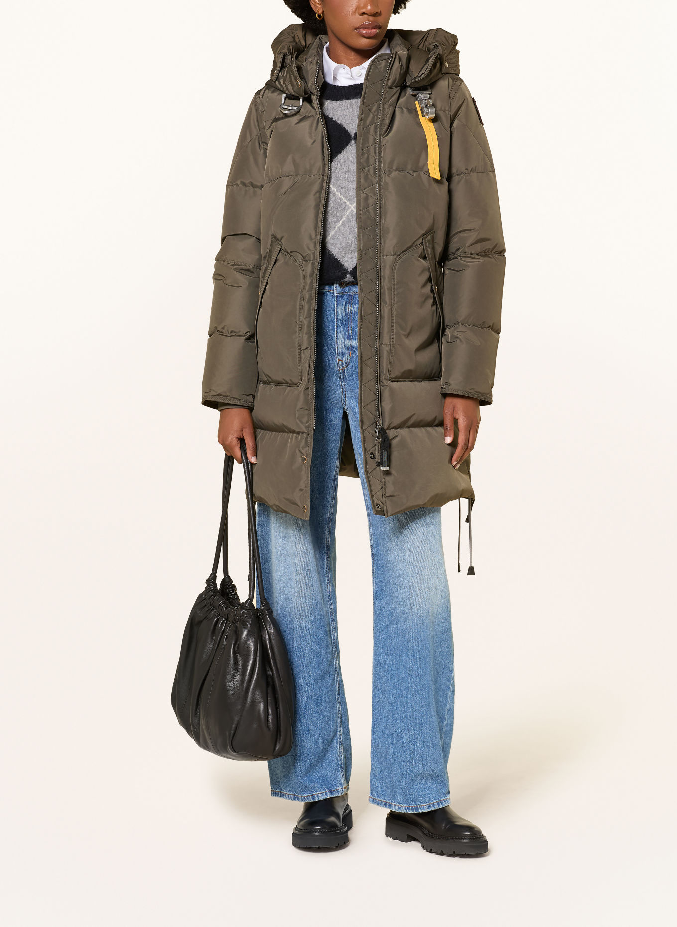 PARAJUMPERS Parka puchowa LONG BEAR z odpinanym kapturem: KHAKI