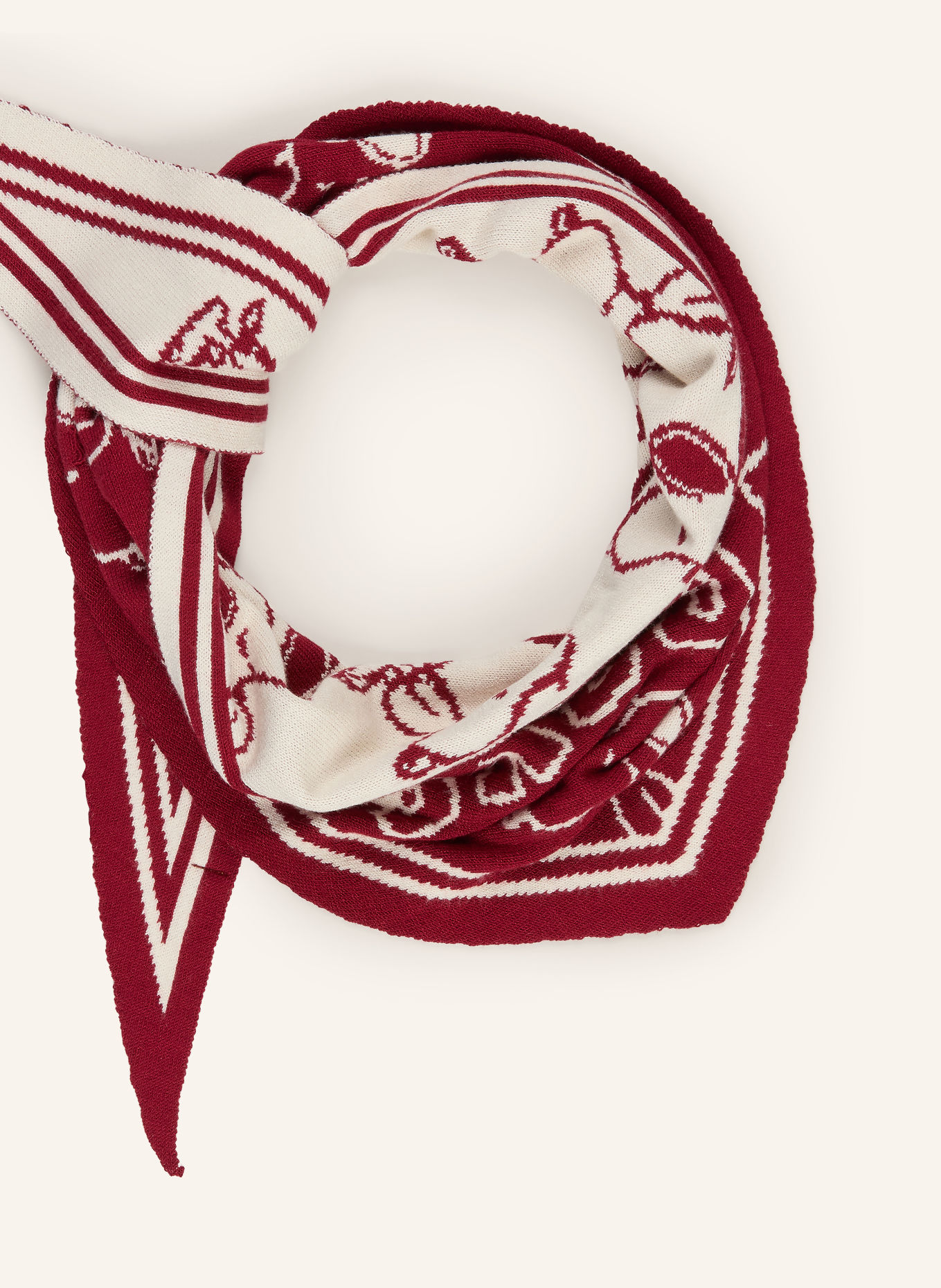 CODELLO Driehoekssjaal: DONKERROOD / CRÈME