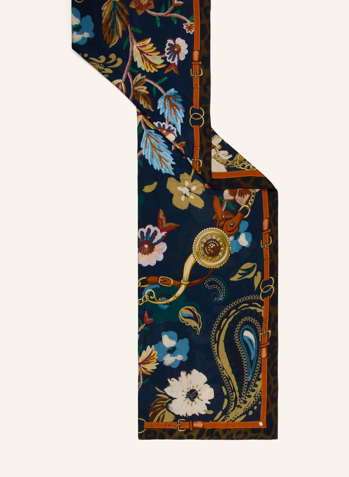 CODELLO Sjaal: BRUIN / DONKERORANJE / DONKERBLAUW