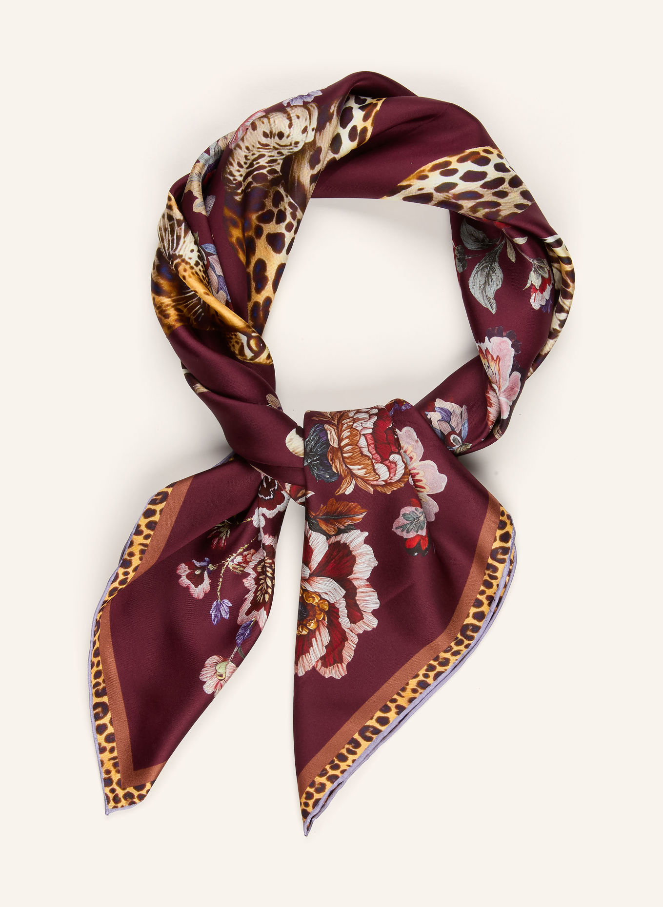 CODELLO Zijden halsdoek: DONKERROOD / COGNAC / ROOD