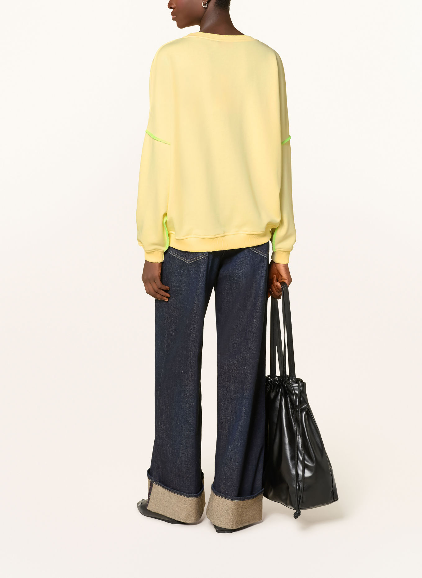 miss goodlife Sweatshirt with decorative stones: LIGHT YELLOW / ORANGE / GREEN