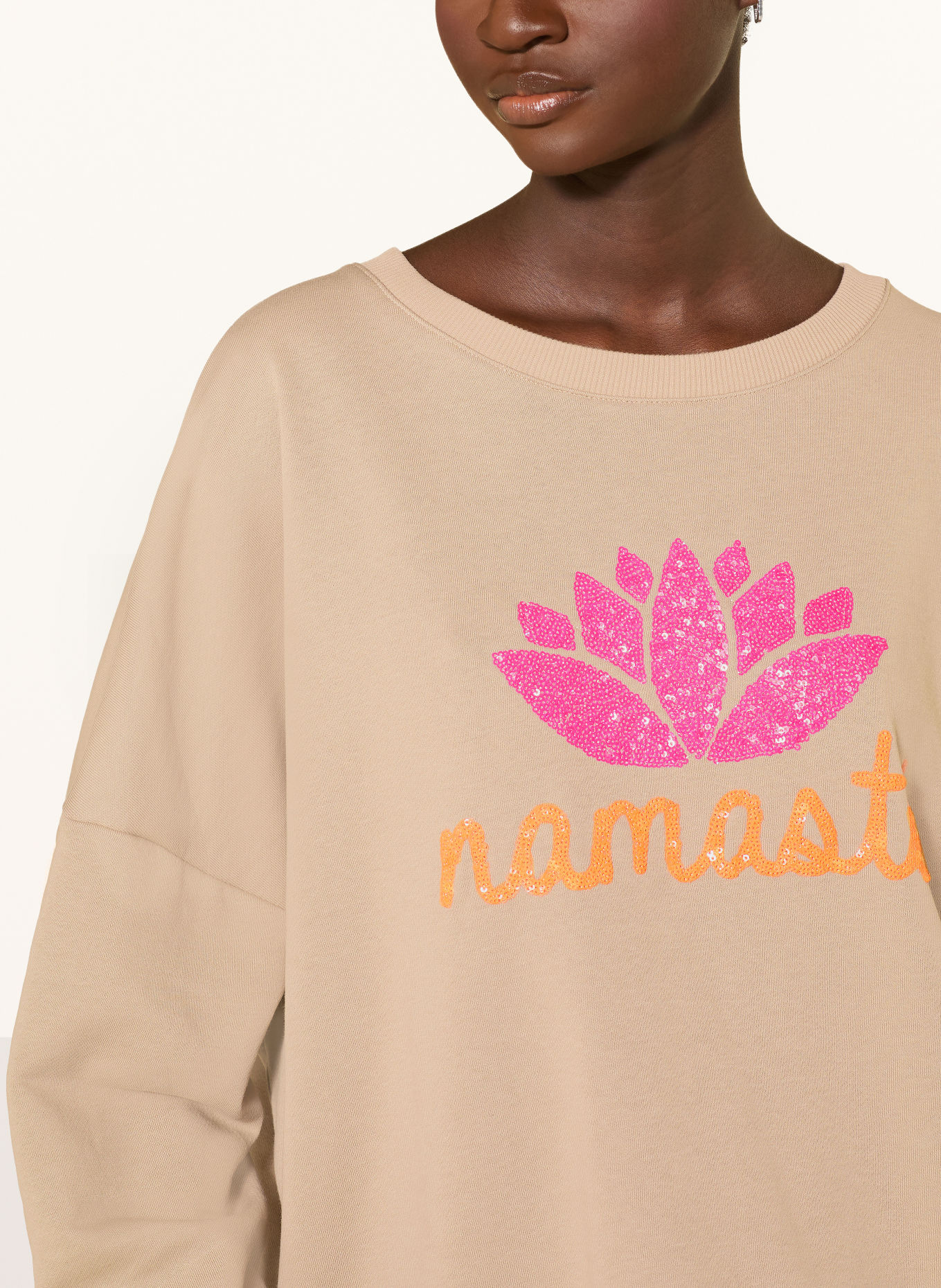 miss goodlife Oversized-sweatshirt med pailletter: BEIGE / NEONPINK / NEONORANGE