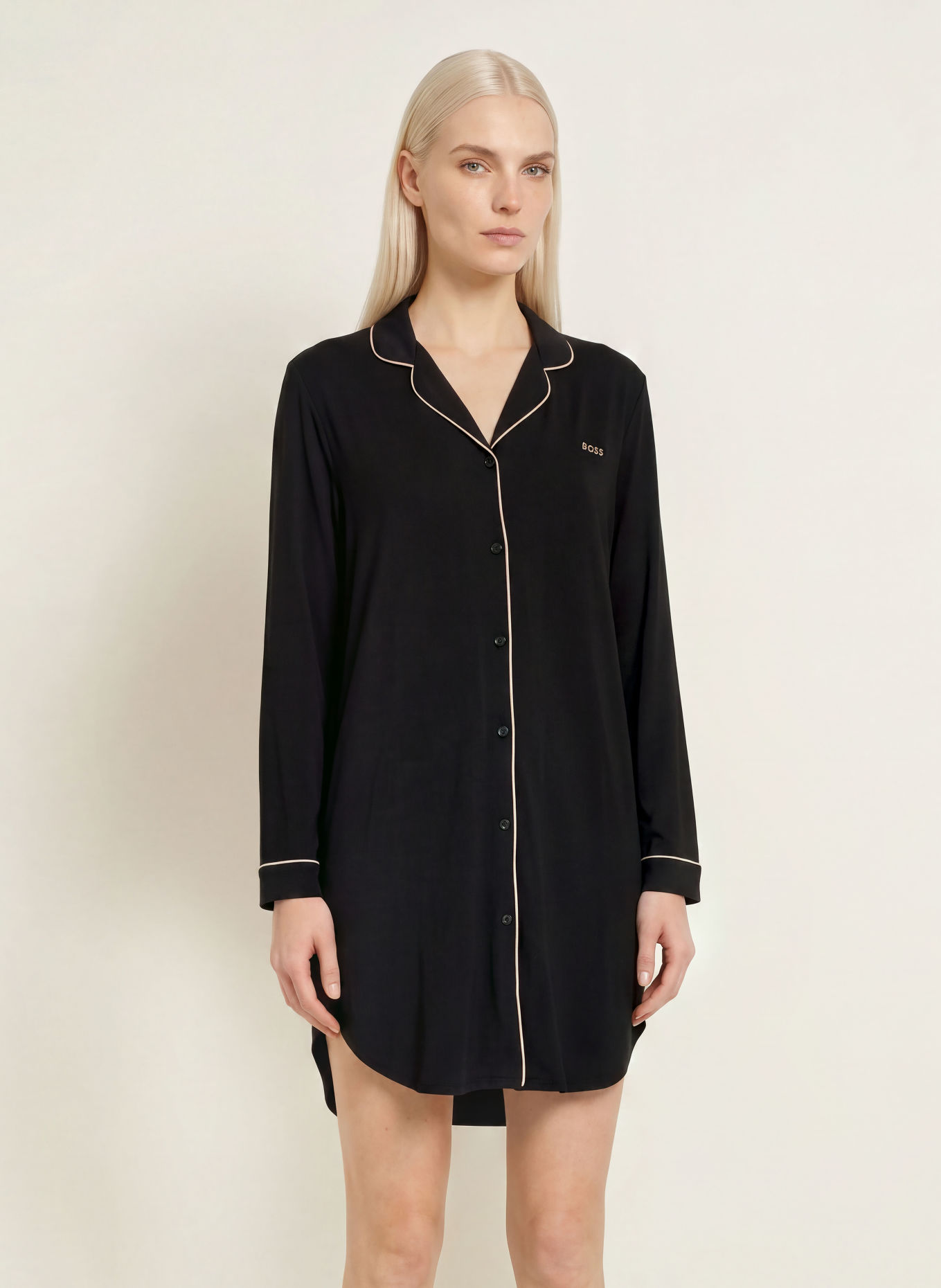 BOSS DREAMLINE Night dress: BLACK / BEIGE