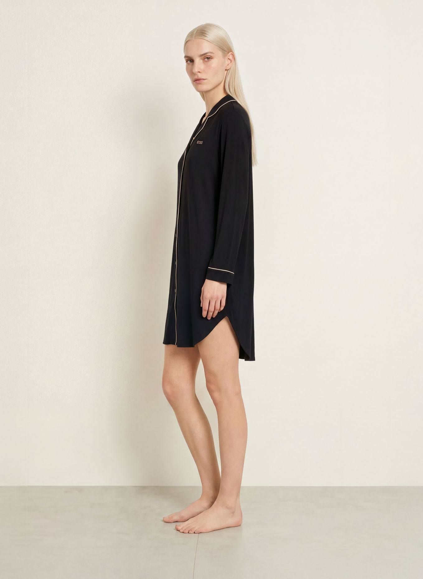 BOSS DREAMLINE Night dress: BLACK / BEIGE