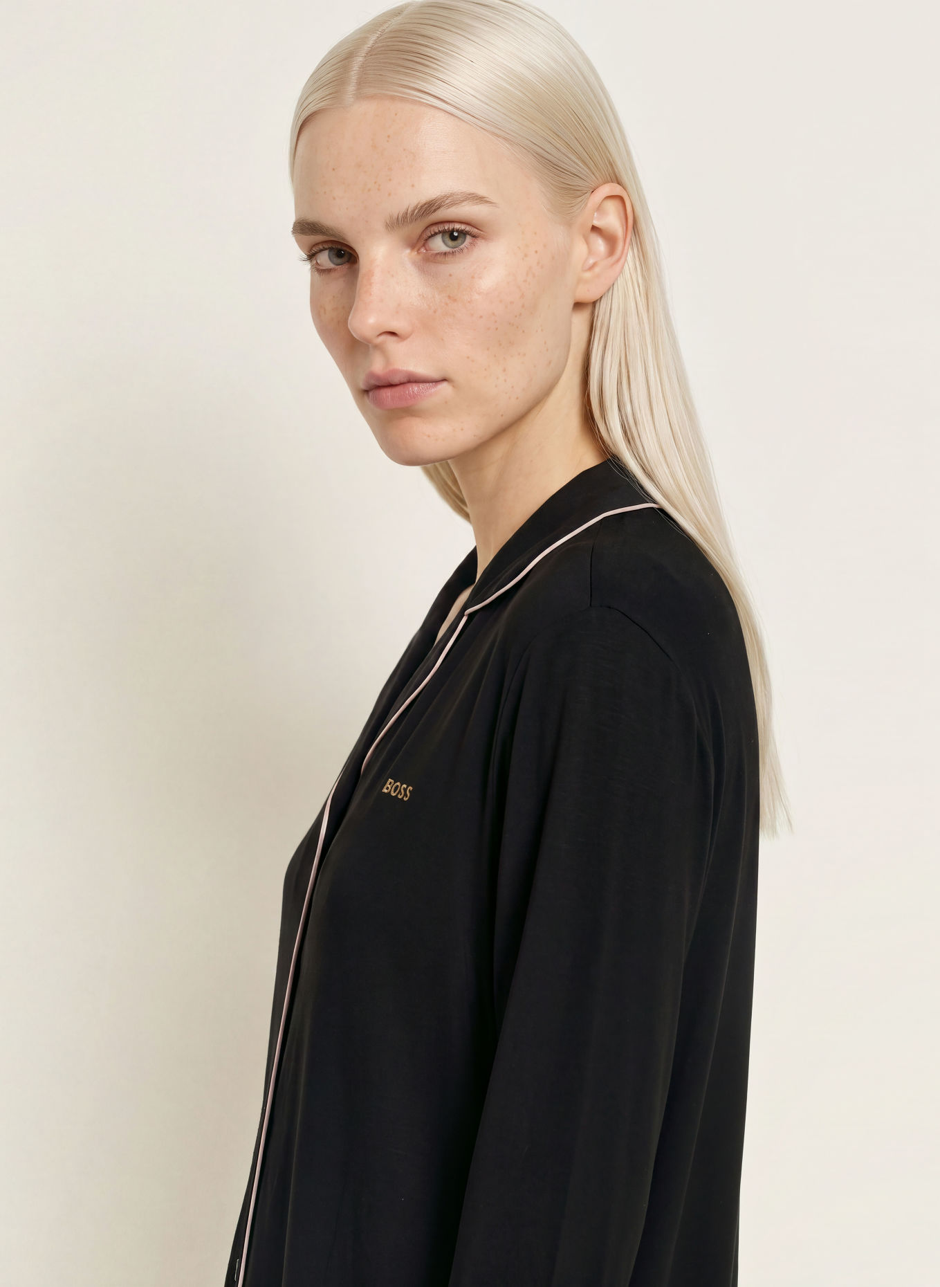 BOSS DREAMLINE Night dress: BLACK / BEIGE