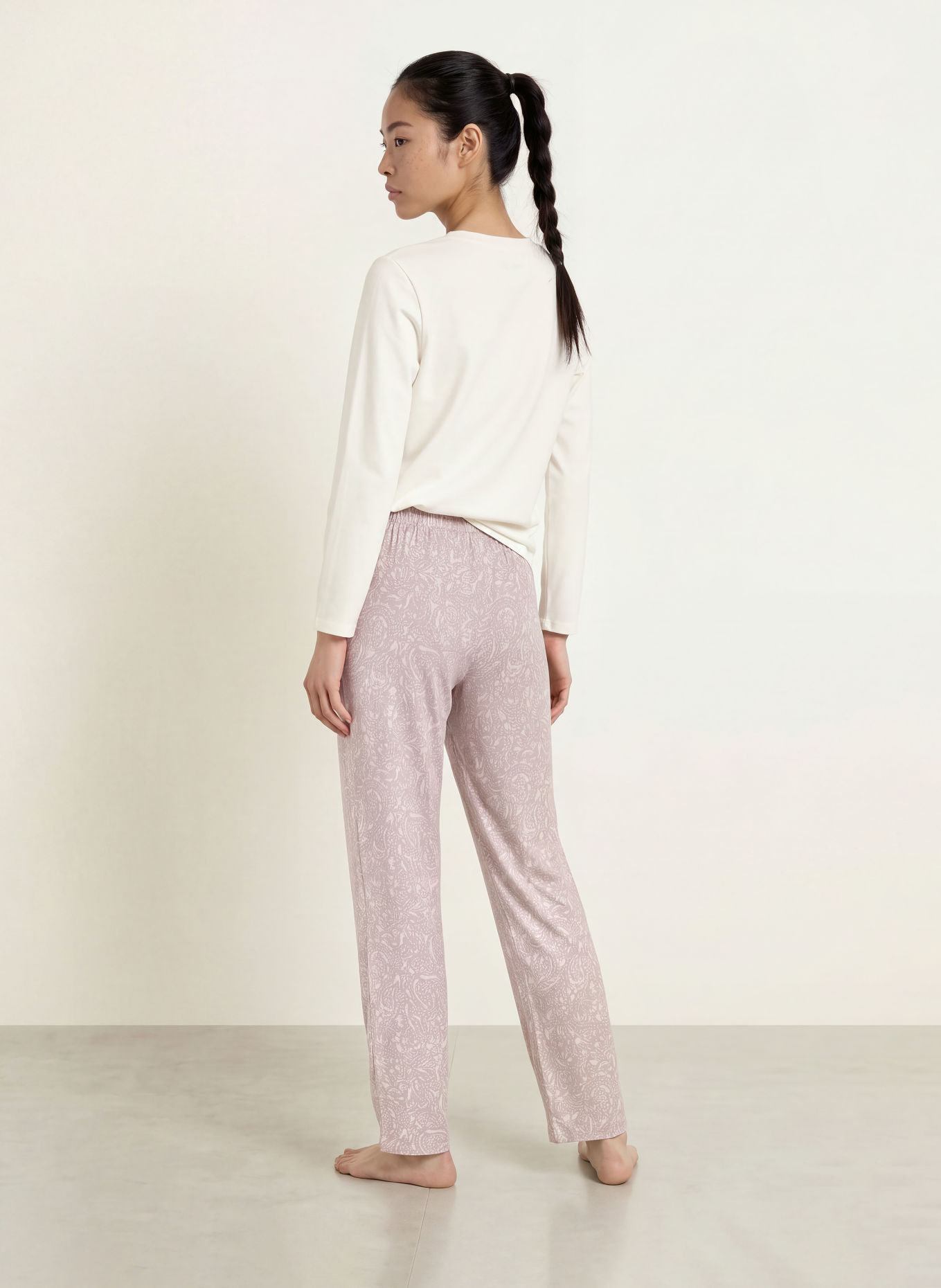 BOSS Schlafhose: BEIGE / CREME