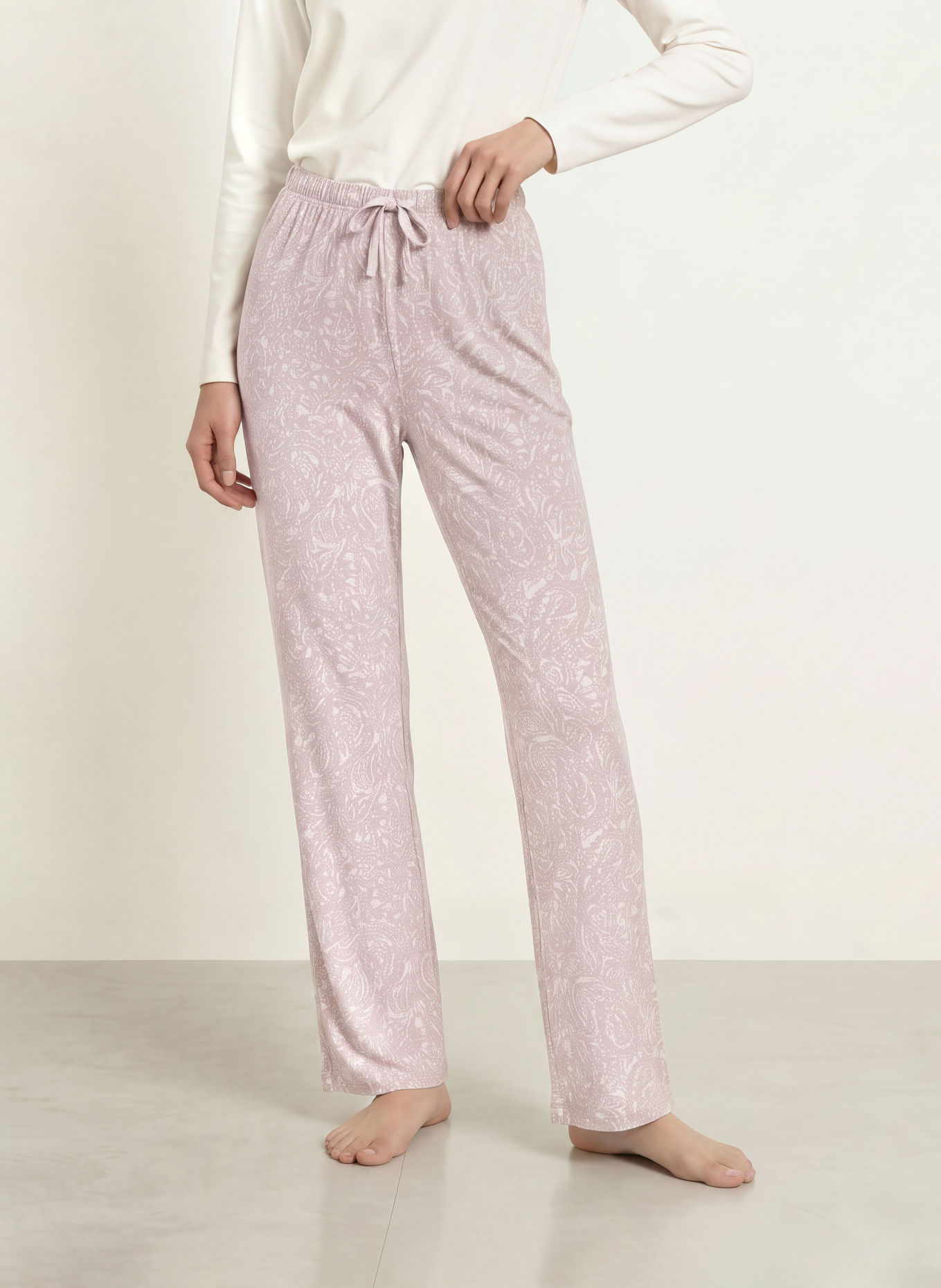 BOSS Schlafhose: BEIGE / CREME