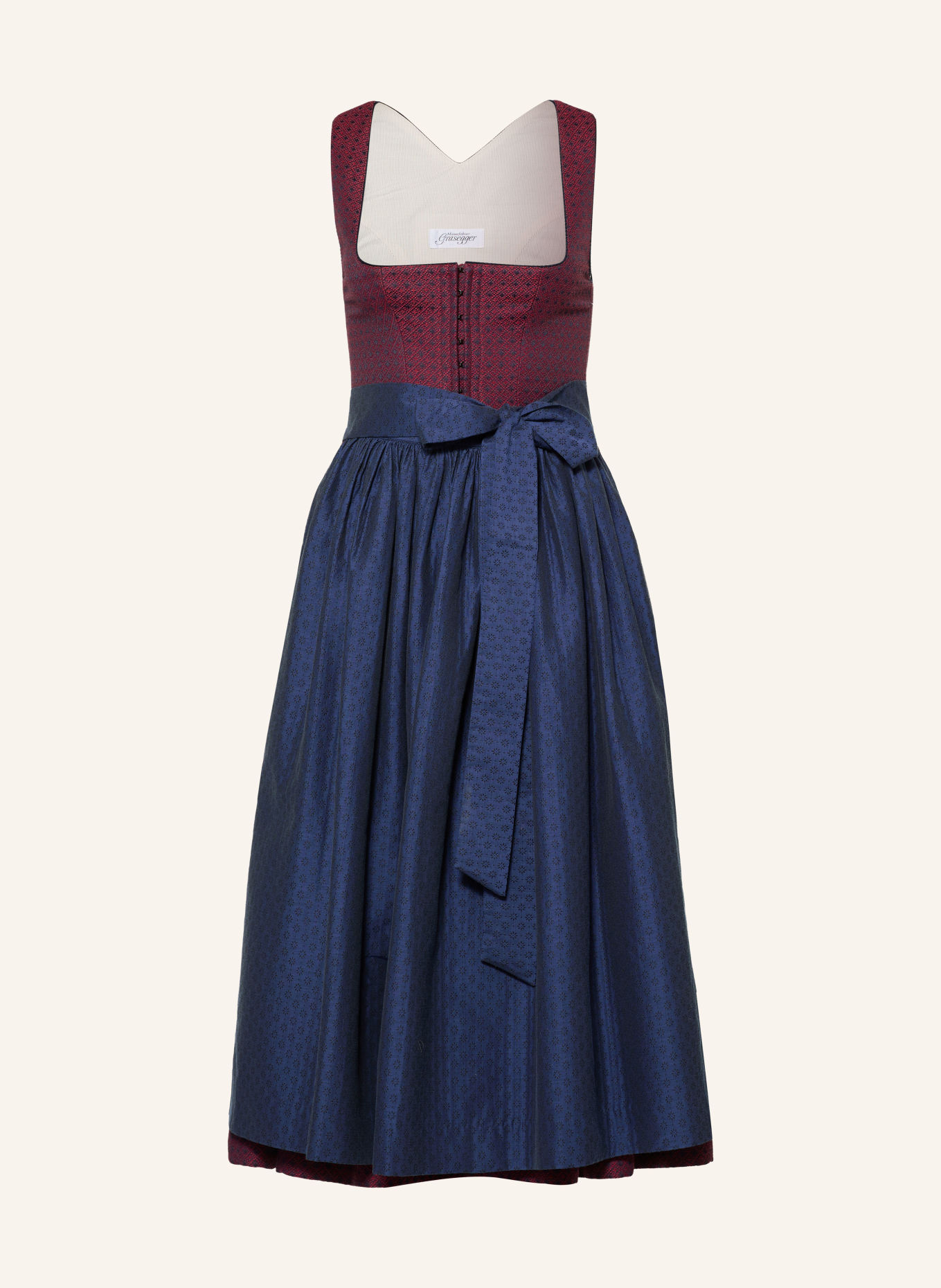 Grasegger Robe Dirndl jacquard BRITTA: ROUGE FONCÉ / BLEU FONCÉ