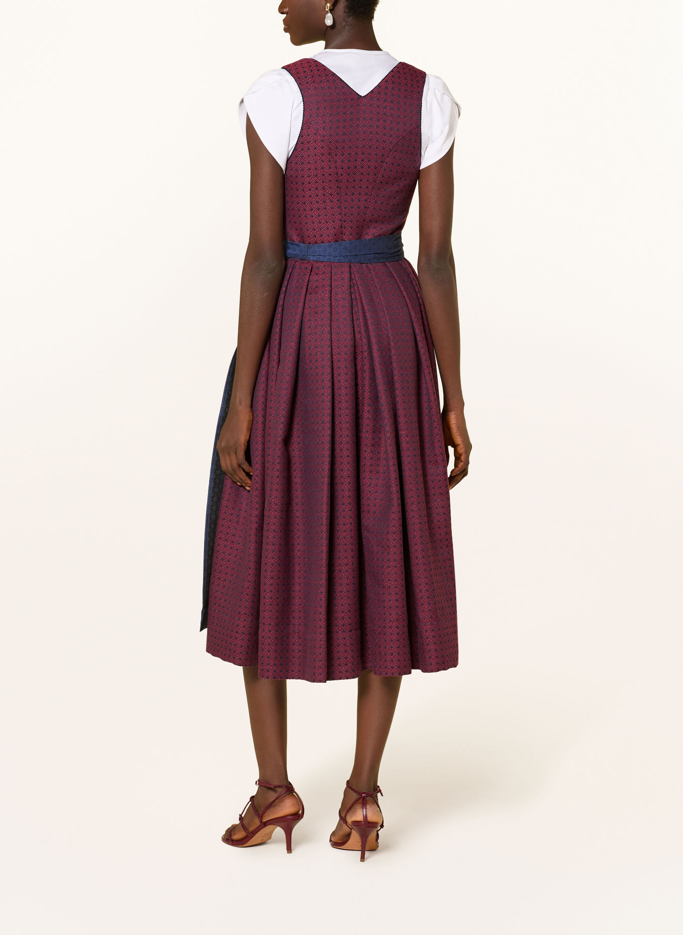 Grasegger Robe Dirndl jacquard BRITTA: ROUGE FONCÉ / BLEU FONCÉ