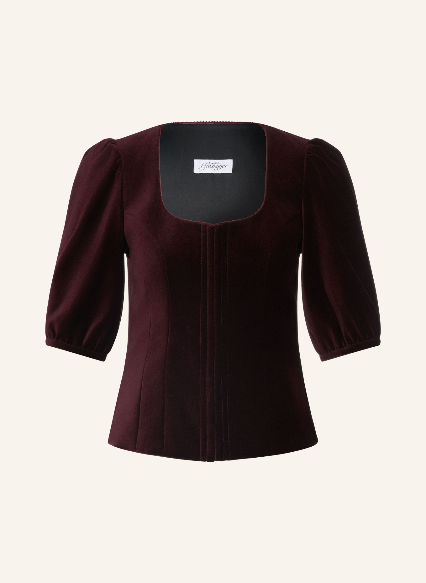 Grasegger PATRICIA Traditional bodice in velvet: DARK RED