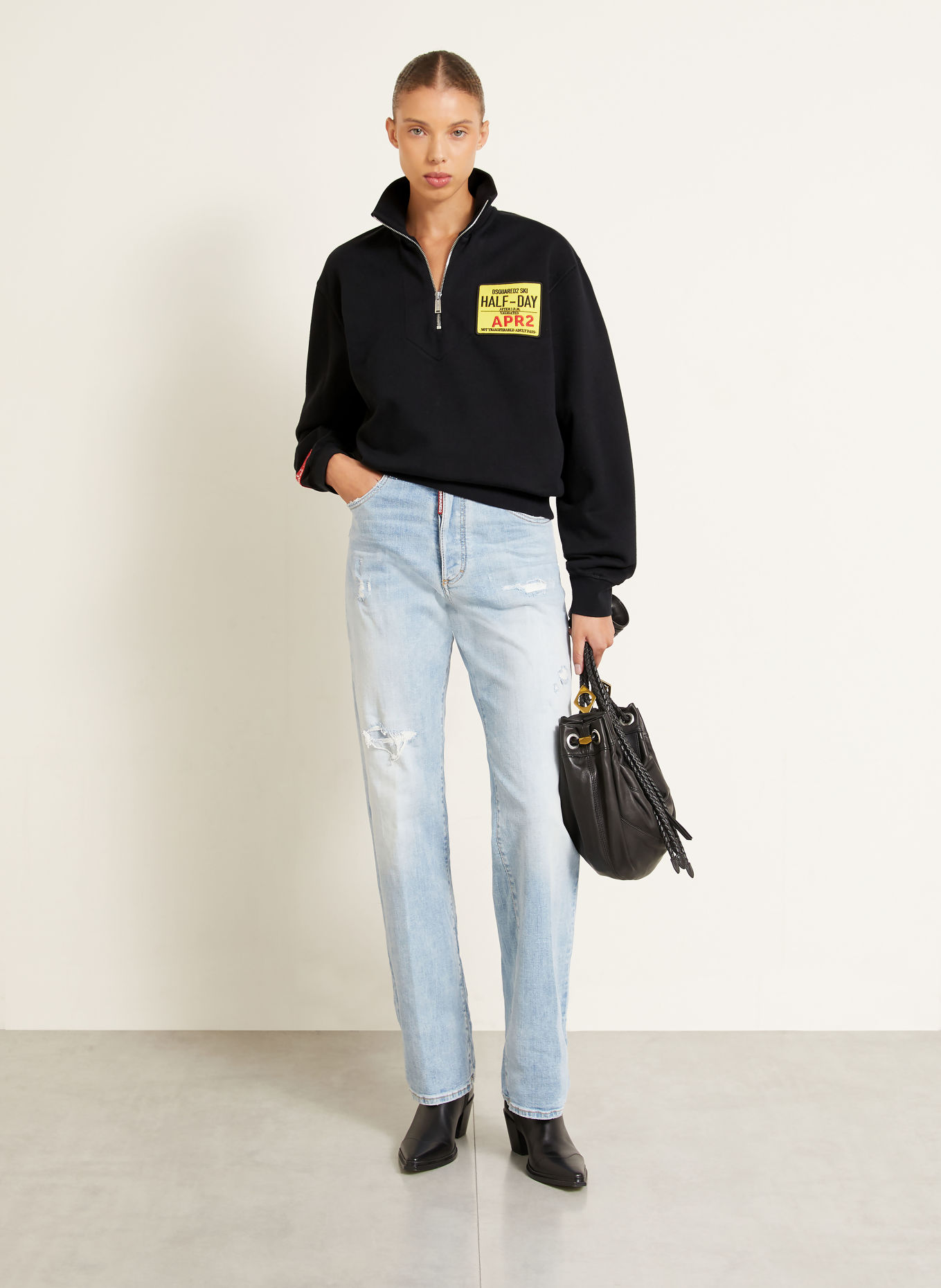 DSQUARED2 Half-zip sweatshirt: BLACK