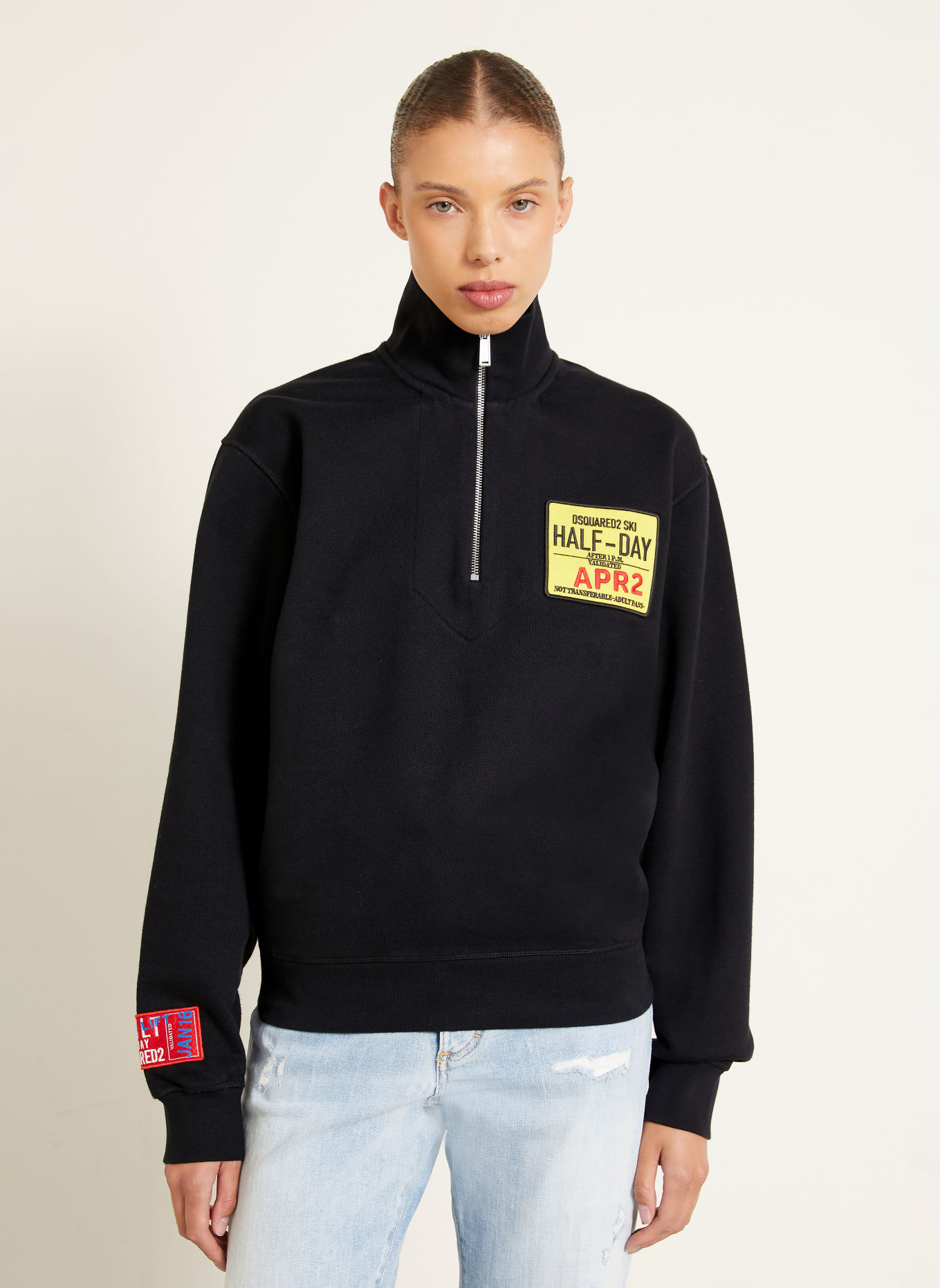 DSQUARED2 Half-zip sweatshirt: BLACK