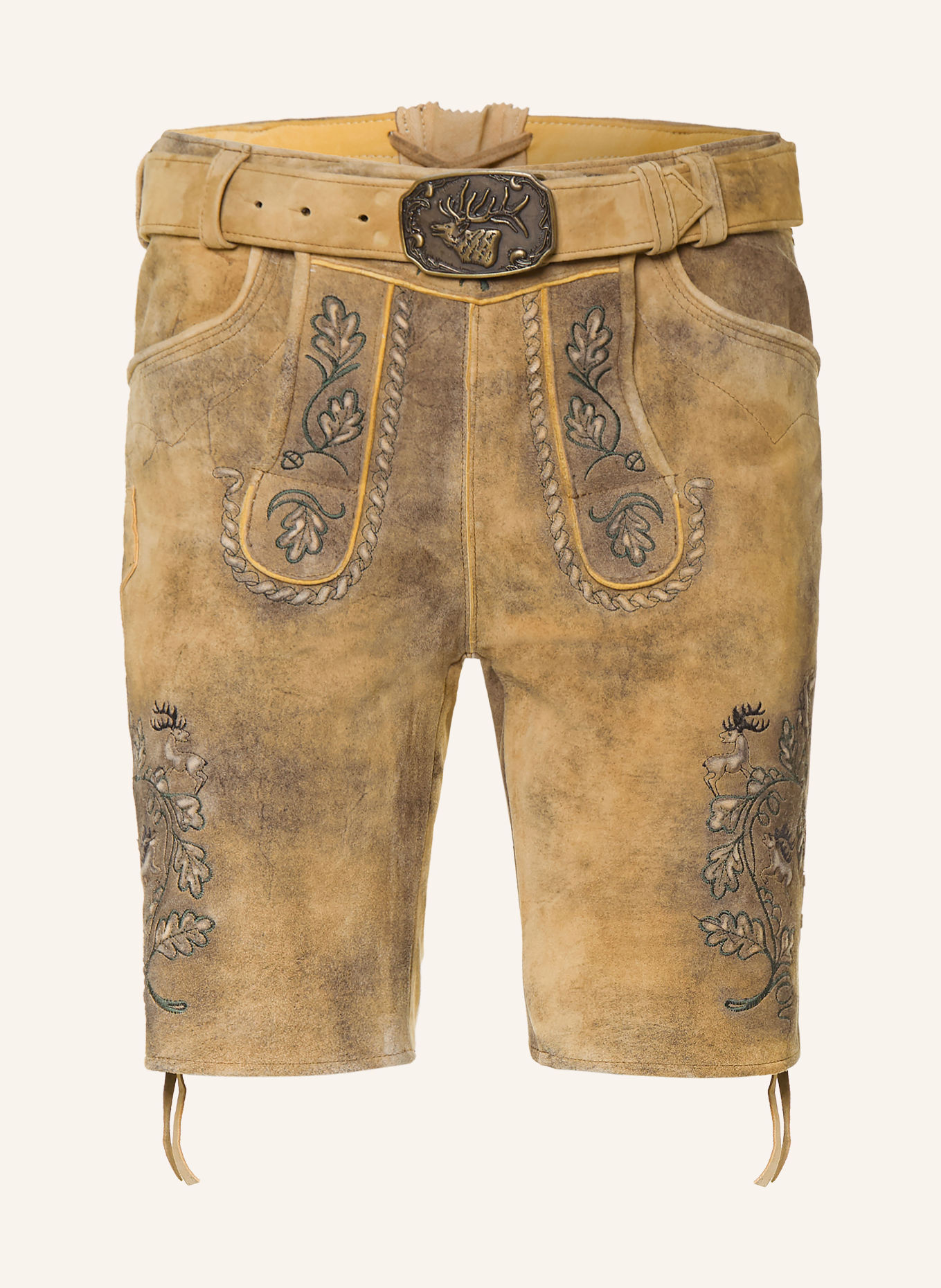 Spieth & Wensky Traditionele lederhose FRIDOLFING: CAMEL / TAUPE / DONKERGROEN