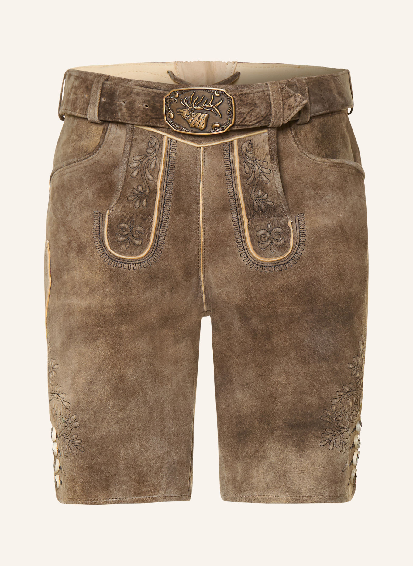 Spieth & Wensky Traditionele lederhose KARLSDORF: TAUPE / BEIGE / ZWART