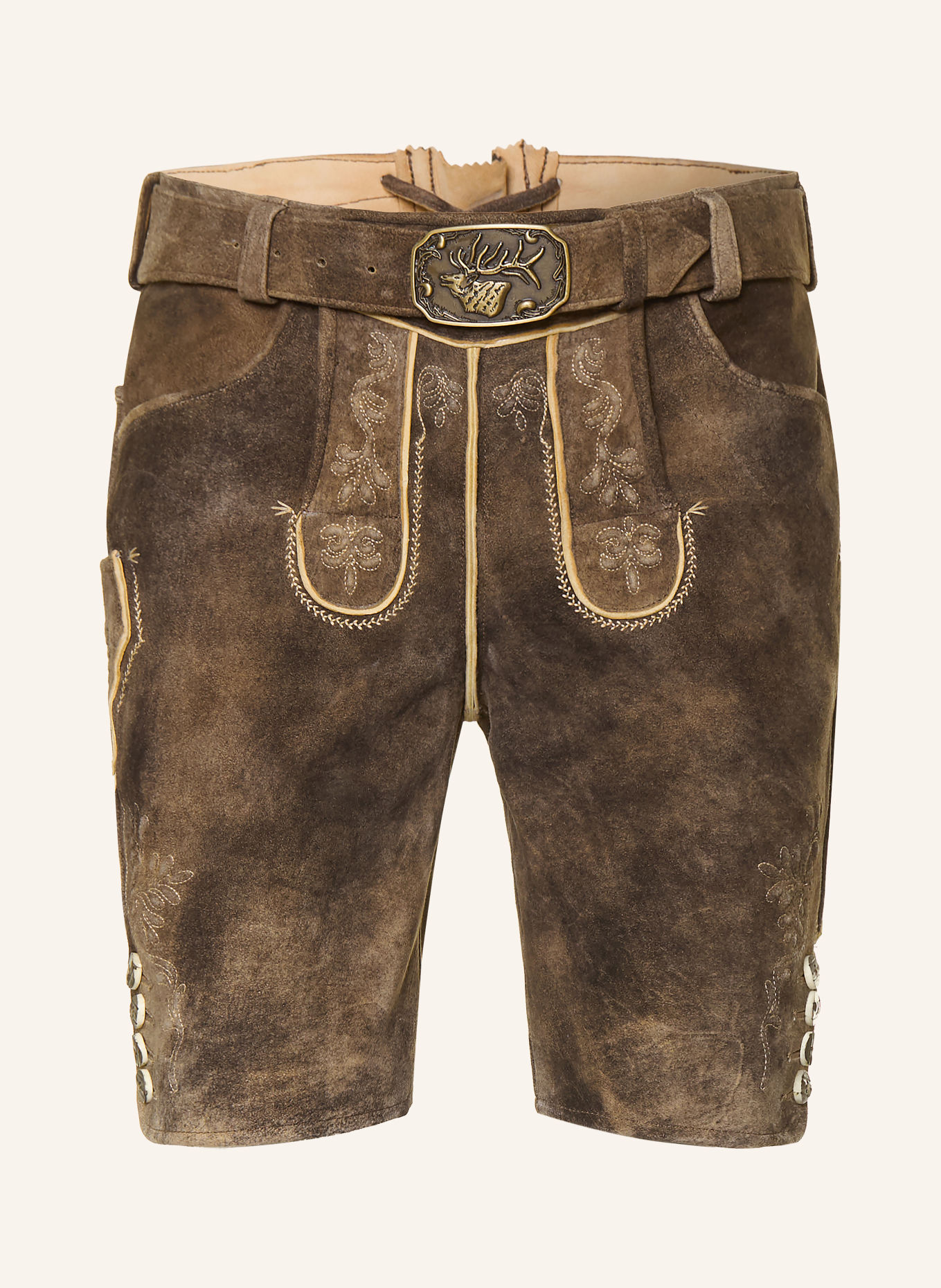Spieth & Wensky Traditionele lederhose KREUZJOCH: MARRON FONCÉ / BEIGE