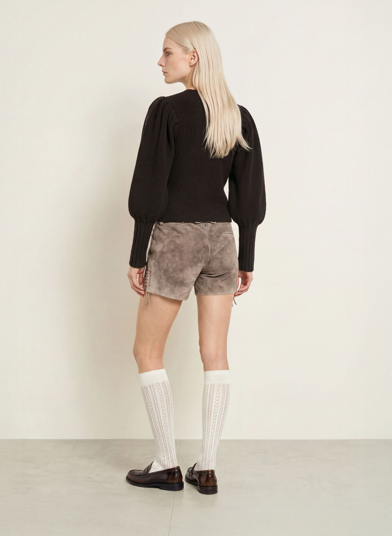 Spieth & Wensky Trachten-Lederhose KLEO: TAUPE / HELLGRAU / PINK