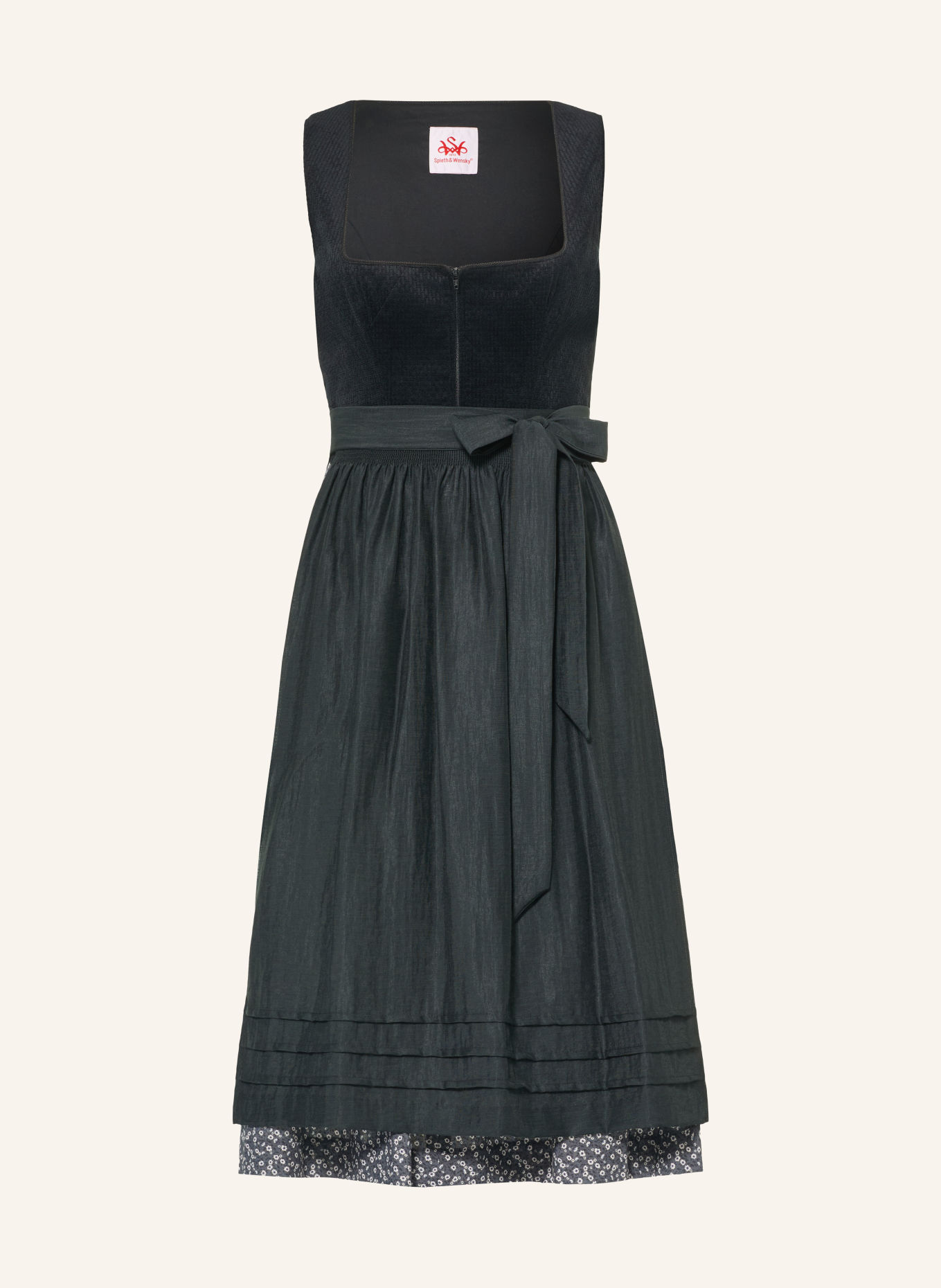 Spieth & Wensky Dirndl KATTA: ZWART / GRIJS / WIT