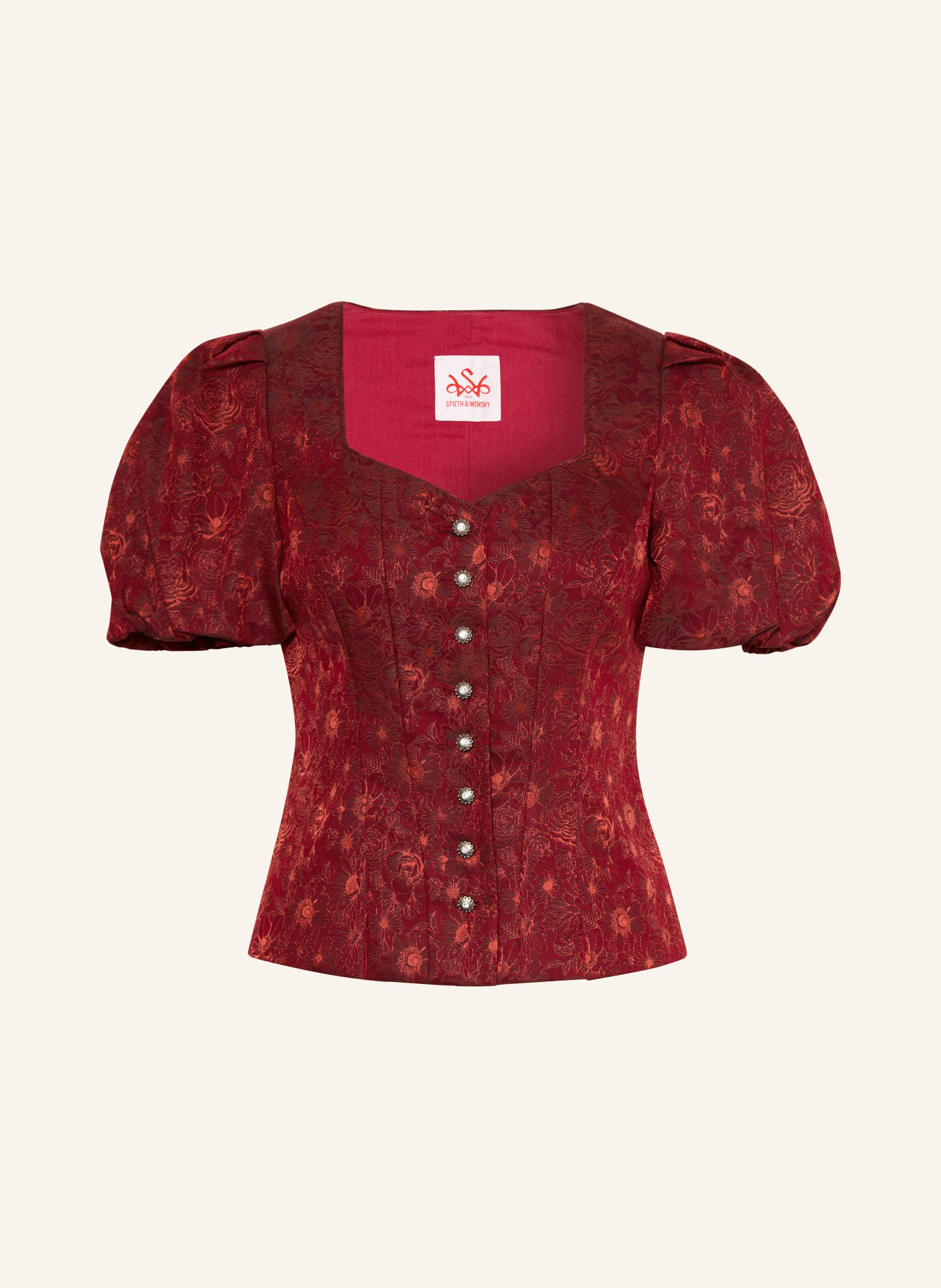 Spieth & Wensky Corsage traditionnel KEDRI: ROUGE FONCÉ / ROUGE CLAIR / NOIR
