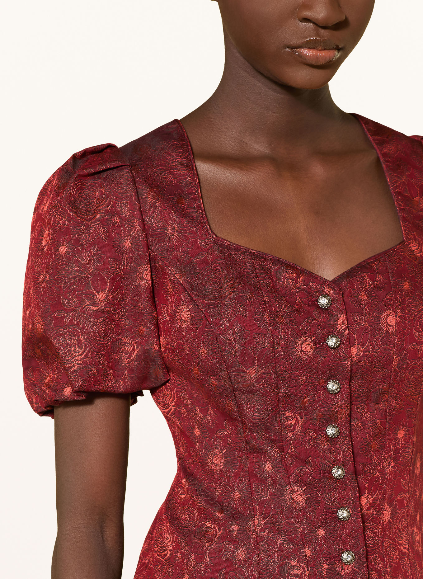 Spieth & Wensky Corsage traditionnel KEDRI: ROUGE FONCÉ / ROUGE CLAIR / NOIR