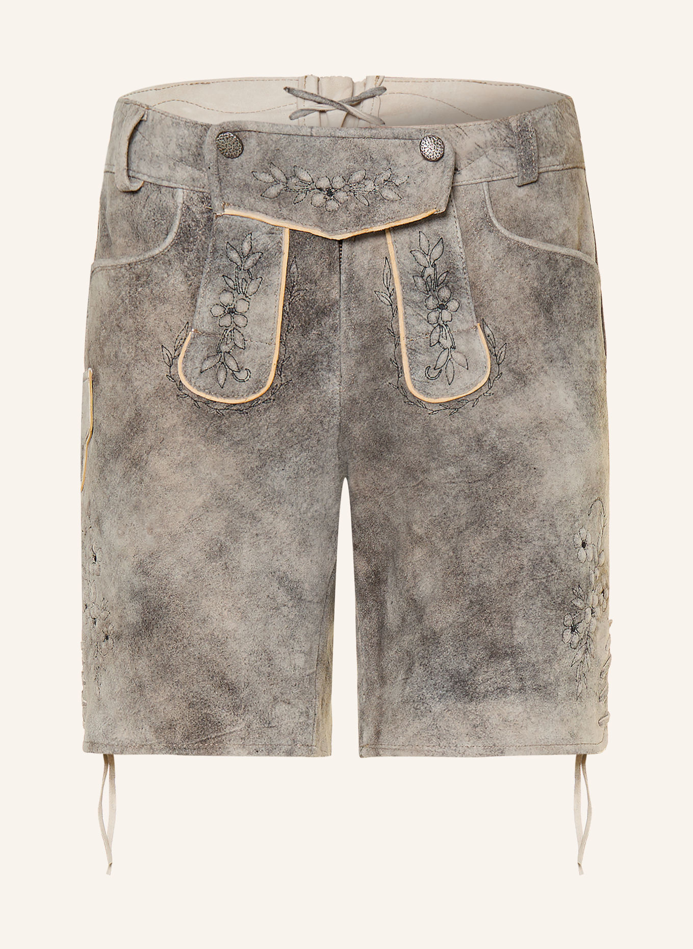 Spieth & Wensky Pantalon en cuir traditionnel KORALIE: GRIS / GRIS CLAIR / NOIR