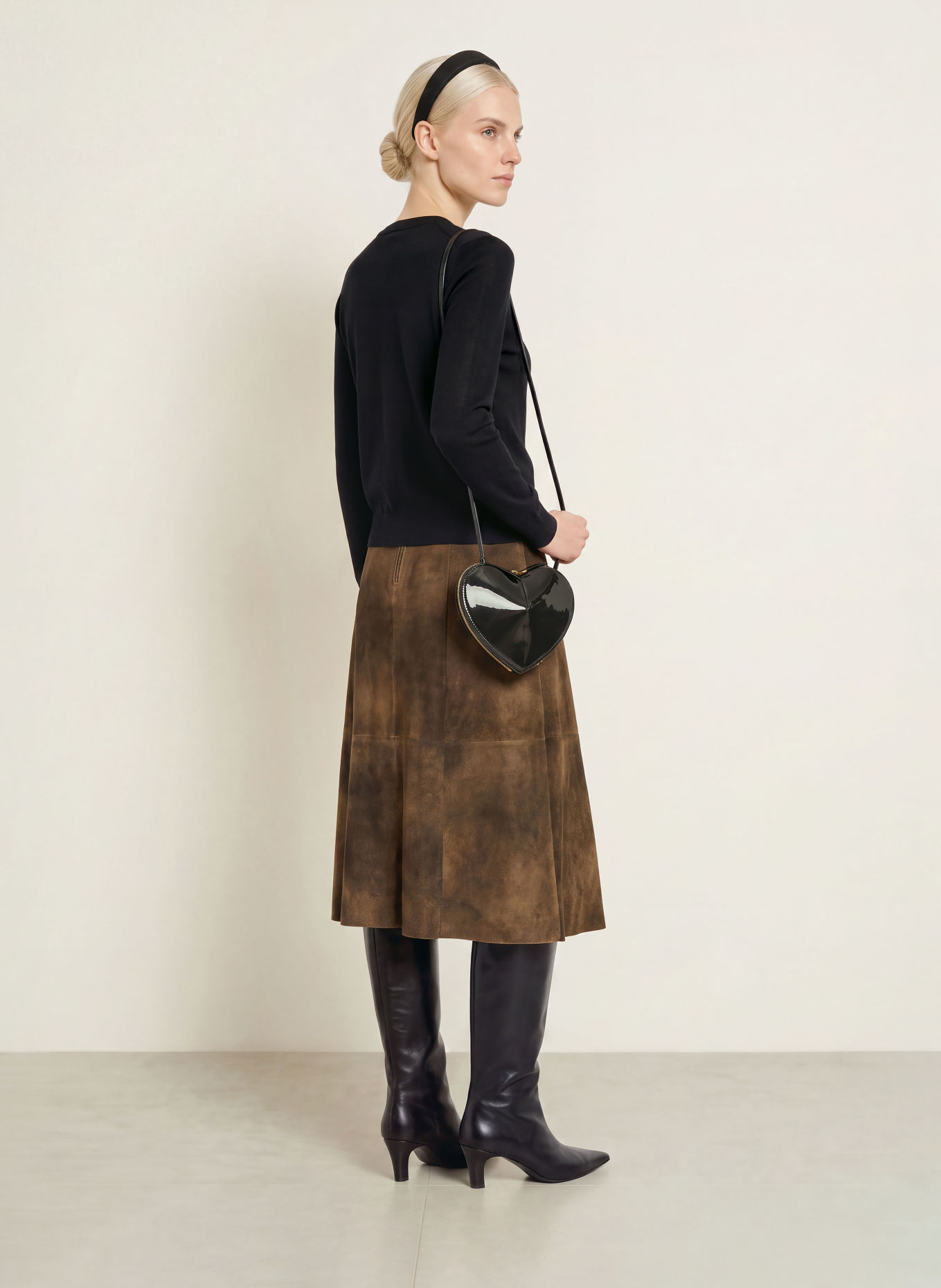 Spieth & Wensky Jupe en cuir GWENDOLIN: MARRON FONCÉ